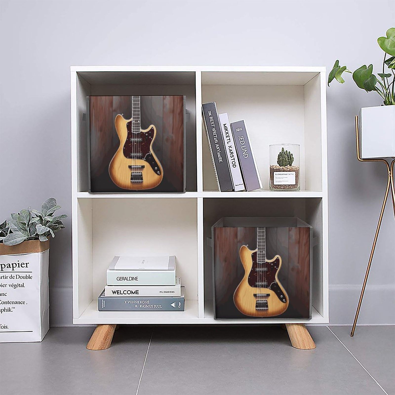 Collapsible Storage Bins 2-Pack - Stackable Foldable Storage Containers with Handles for Guitar & Musical Instruments, Home Organization, Closet, Nursery, Office | Space-Saving Cube Storage Organizer Basket