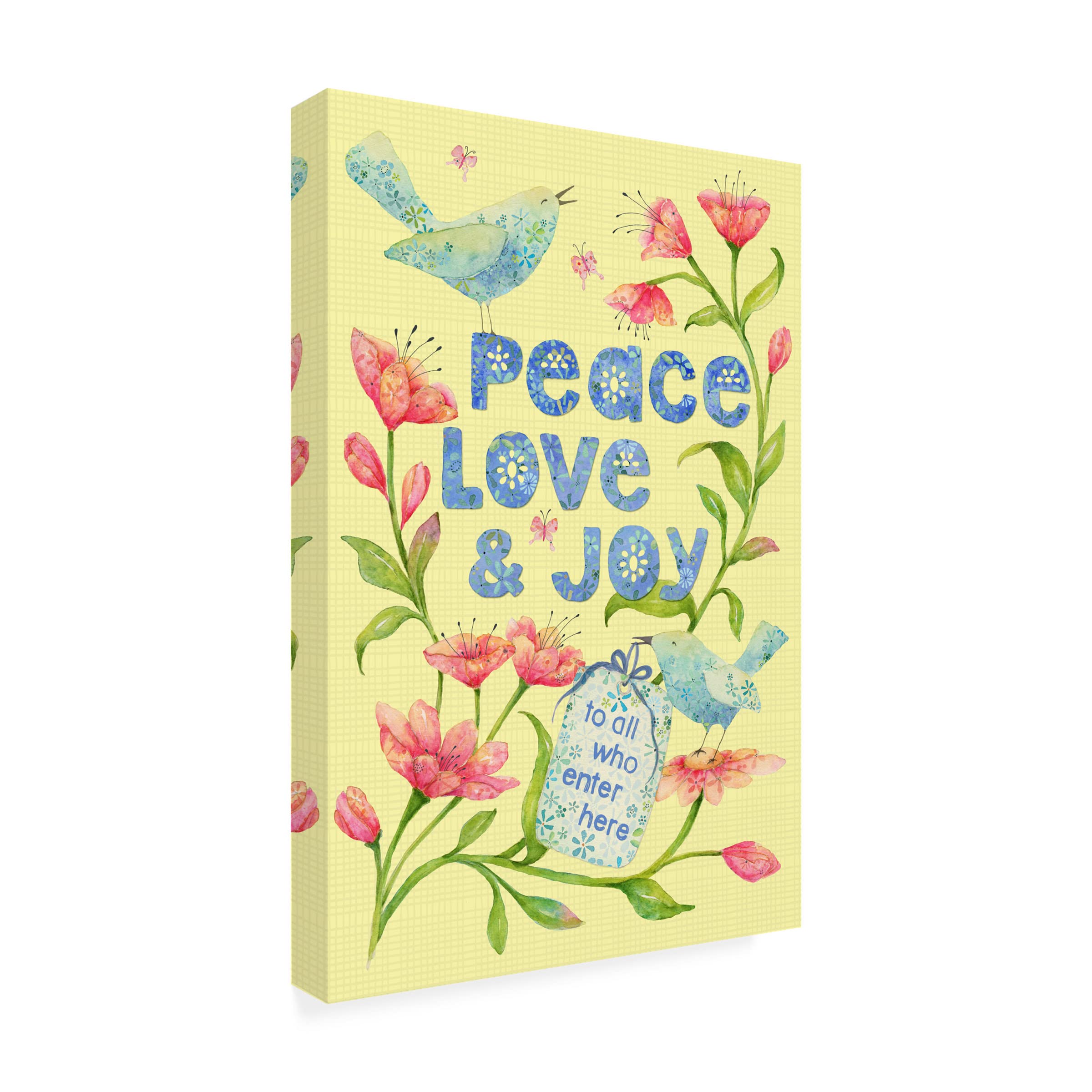 Trademark Fine Art 'Peace Love Joy' Canvas Wall Art by Yachal Design – Perfect for Living Room, Bedroom & Home Decor