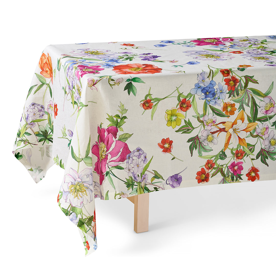 Molti Fiori Italian Tablecloth - Elegant Floral Printed Cotton Table Cover for Dining Room, Kitchen, and Outdoor Picnics