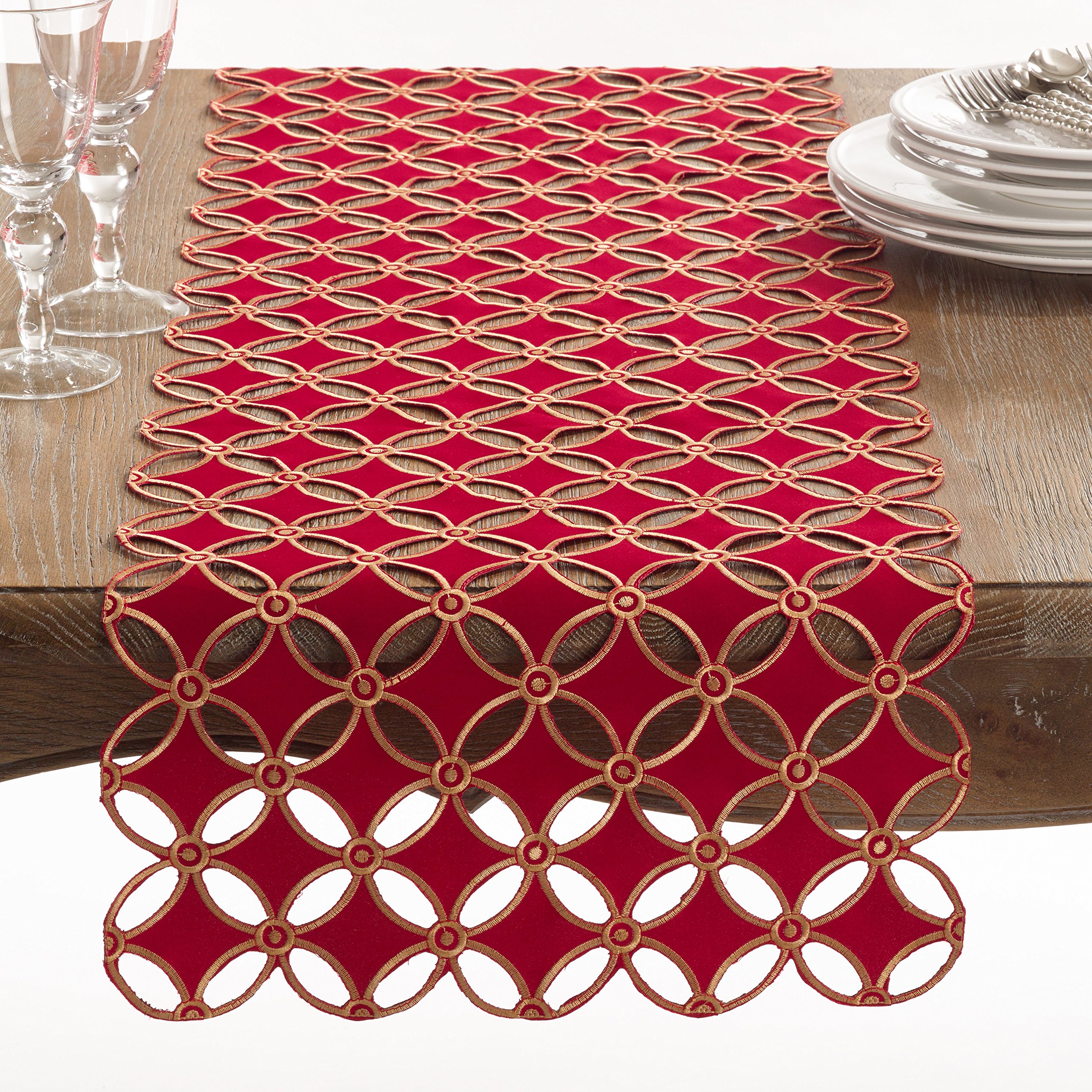 Elegant Holiday Cutwork Design Table Runner - Perfect for Christmas, Thanksgiving & Dinner Party Decorations