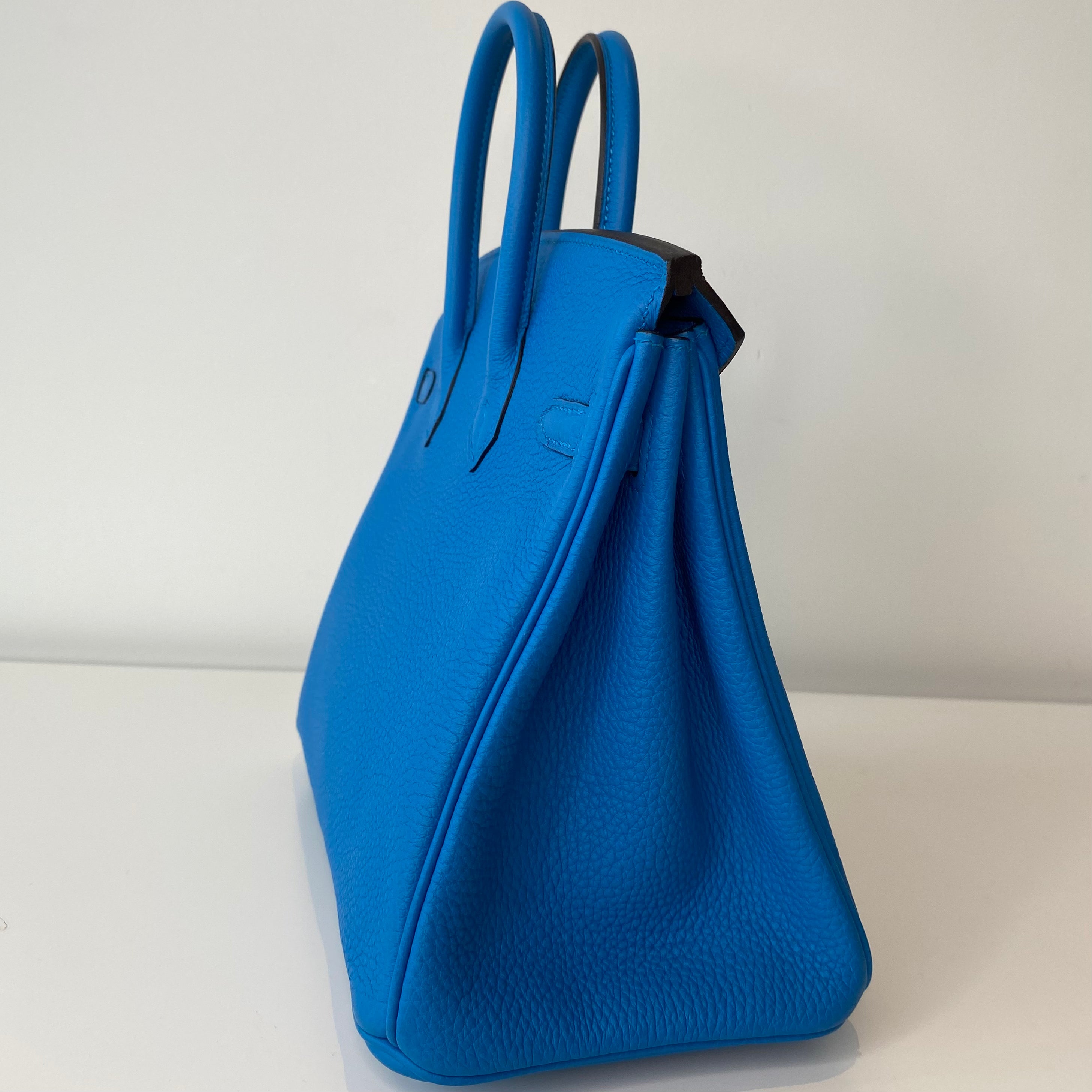 Authentic Hermes Birkin 25 Handbag in Blue Zanzibar Togo Leather with Palladium Hardware - Luxury Designer Tote for Women, Perfect for Work, Travel & Special Occasions