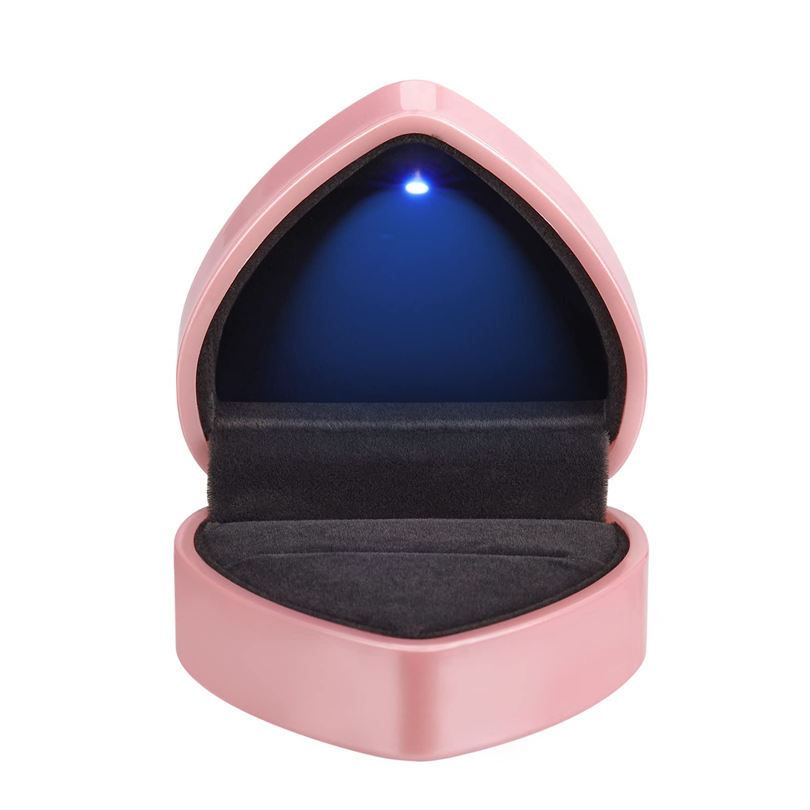 Heart Shaped LED Jewelry Gift Box - Velvet Ring & Earrings Display Case with Light for Wedding, Engagement, Proposal, Birthday & Anniversary Gifts - Perfect for Romantic Surprises & Special Occasions (Pink)