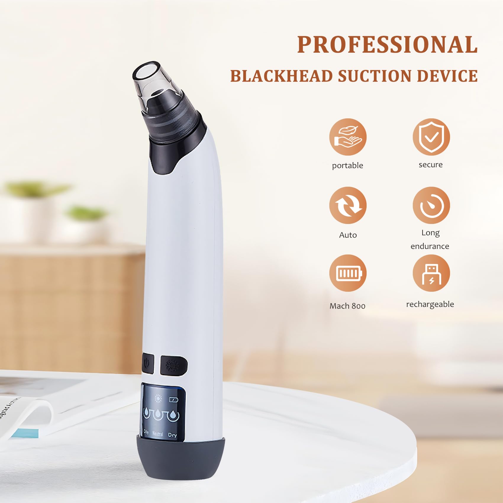 Blackhead Remover Vacuum - Powerful Pore Cleaner with 3 Adjustable Suction Levels & 4 Extraction Tools | USB Rechargeable Facial Cleansing Device for Women & Men | Perfect for Daily Skincare Routine & Deep Pore Cleansing at Home