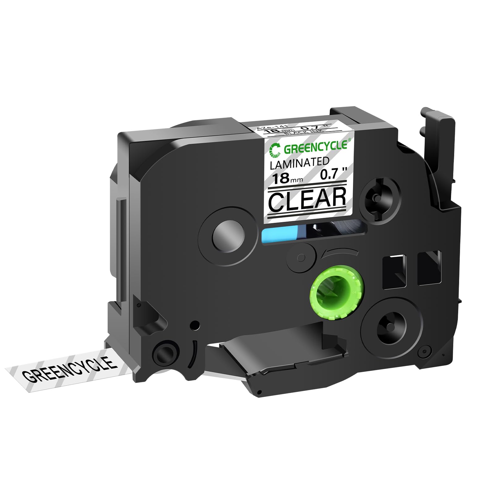GREENCYCLE 50 Pack Black on Clear Laminated Label Tape - Compatible with Brother TZe-141, TZ-141, AZE Tape (18mm/0.7 Inch) for PTD400, PTD400AD, PTD450, PTD600, PTP700, PTP710BT - Perfect for Office Labeling, Shipping & Organization