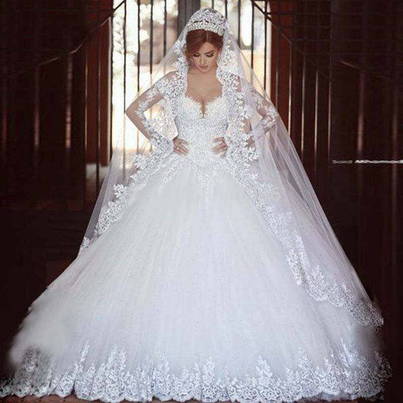 Elegant Long Sleeve Lace Wedding Dress for Brides - Perfect for Church Ceremonies, Formal Receptions & Romantic Photoshoots