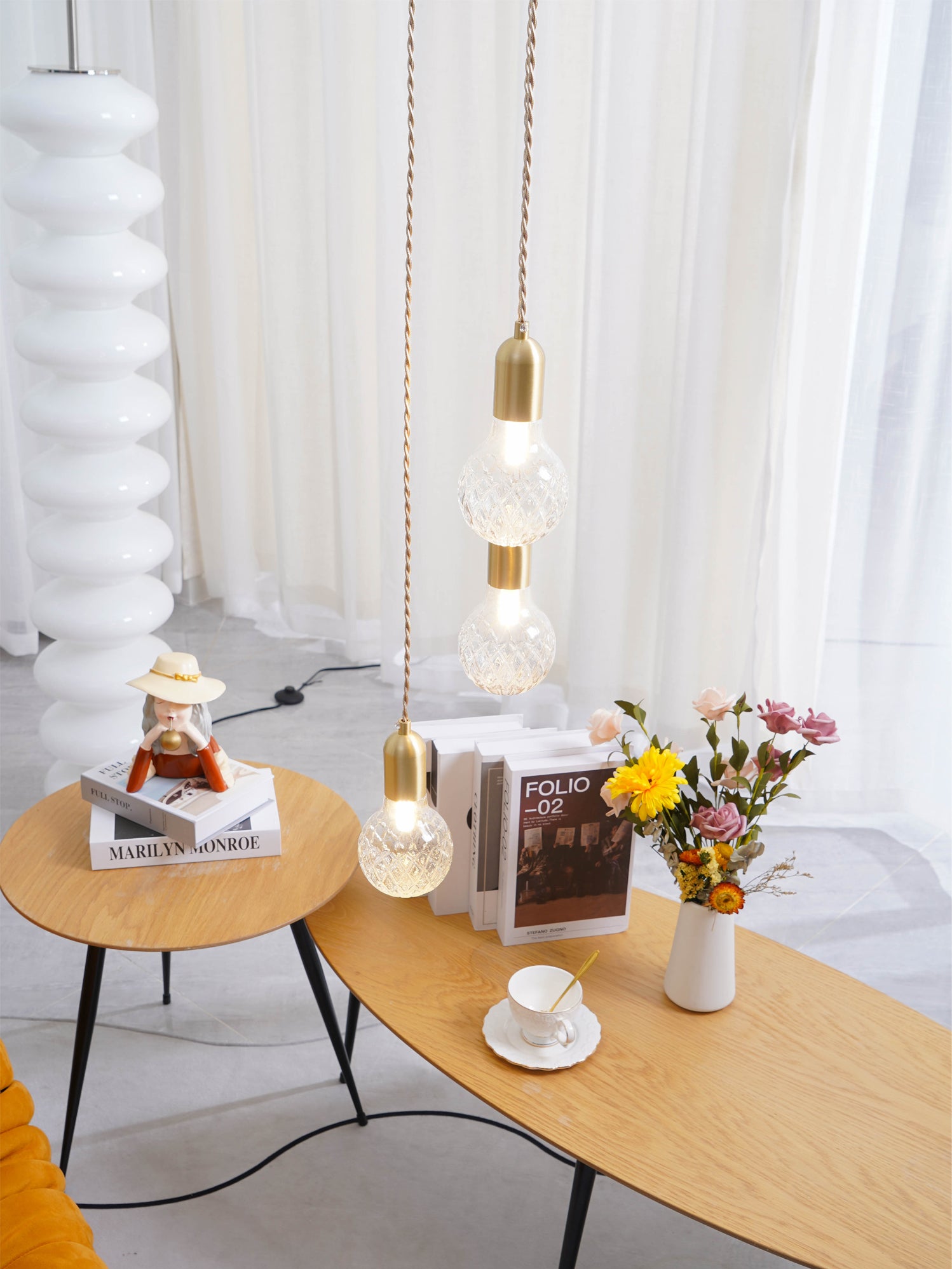 Crystal Bulb Pendant Light - Elegant Glass Ceiling Lighting Fixture for Dining Room, Kitchen Island & Bedroom Decor