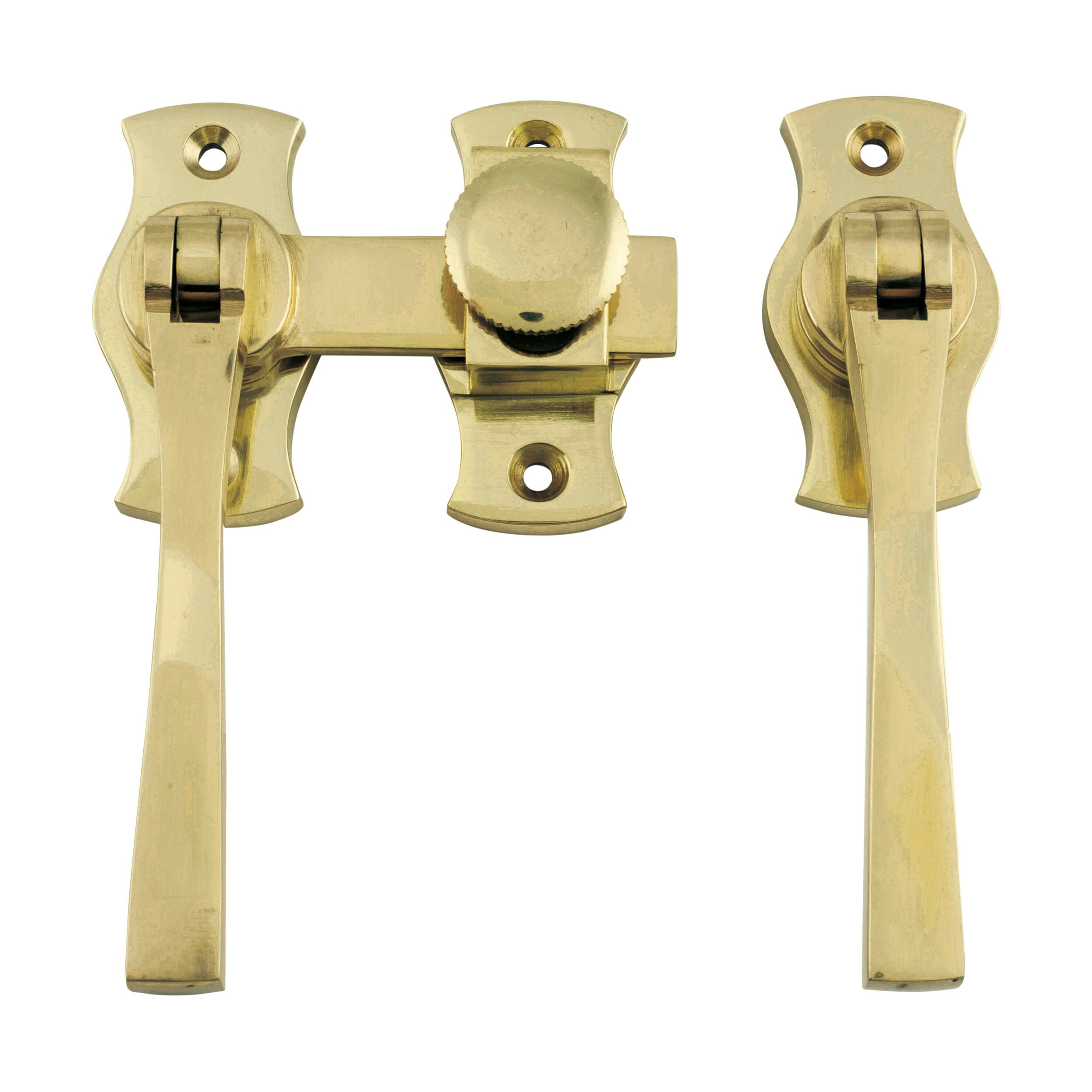 6460 French Door Fastener Square Polished Brass Backplate - 54mm x 29mm x 31mm - Premium Cabinet & Furniture Hardware for French Doors, Wardrobes and Interior Design Projects
