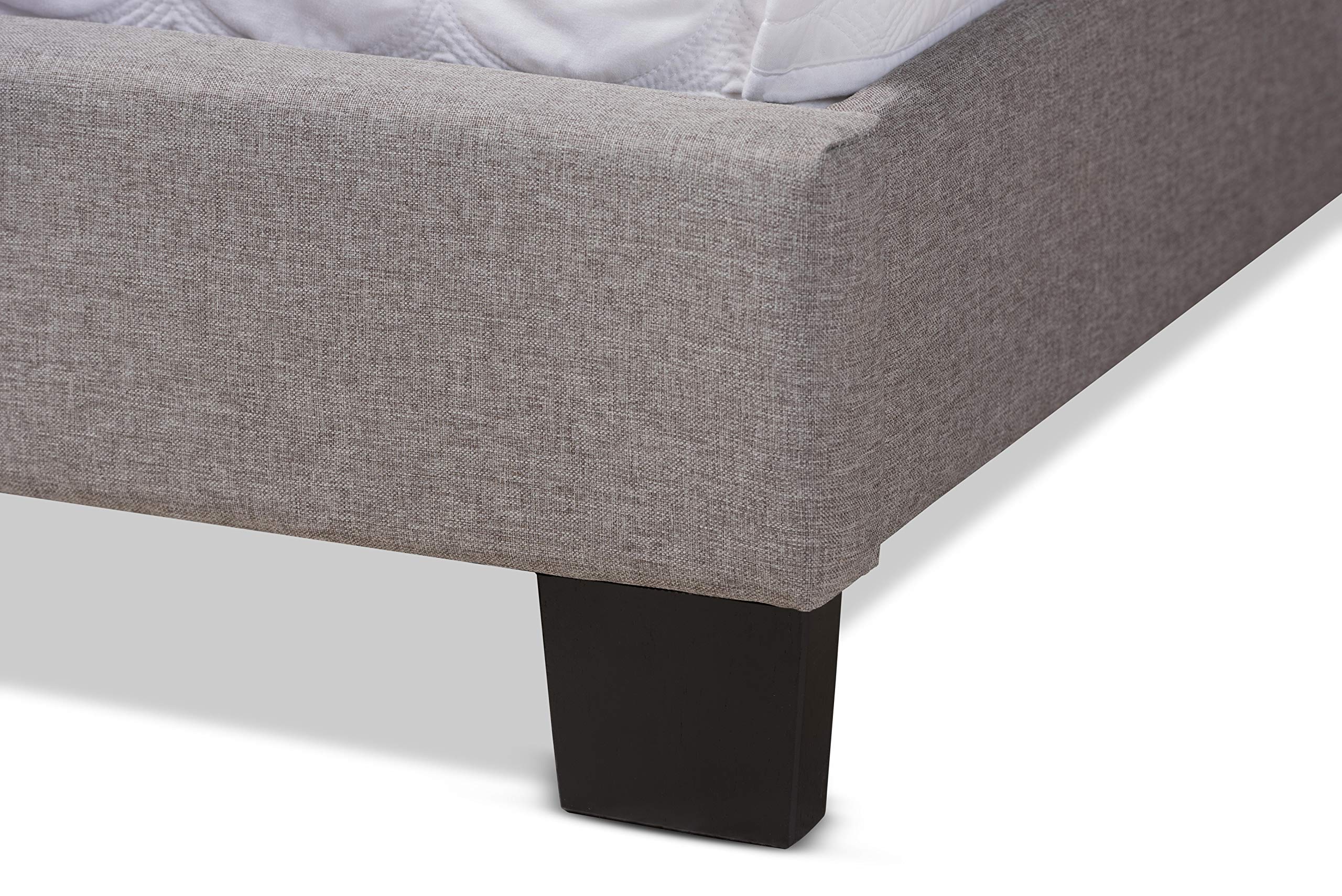 Baxton Studio Queen Size Bed Frame with Box Spring Required - Modern Grey Platform Bed for Bedroom, Guest Room, or Dorm