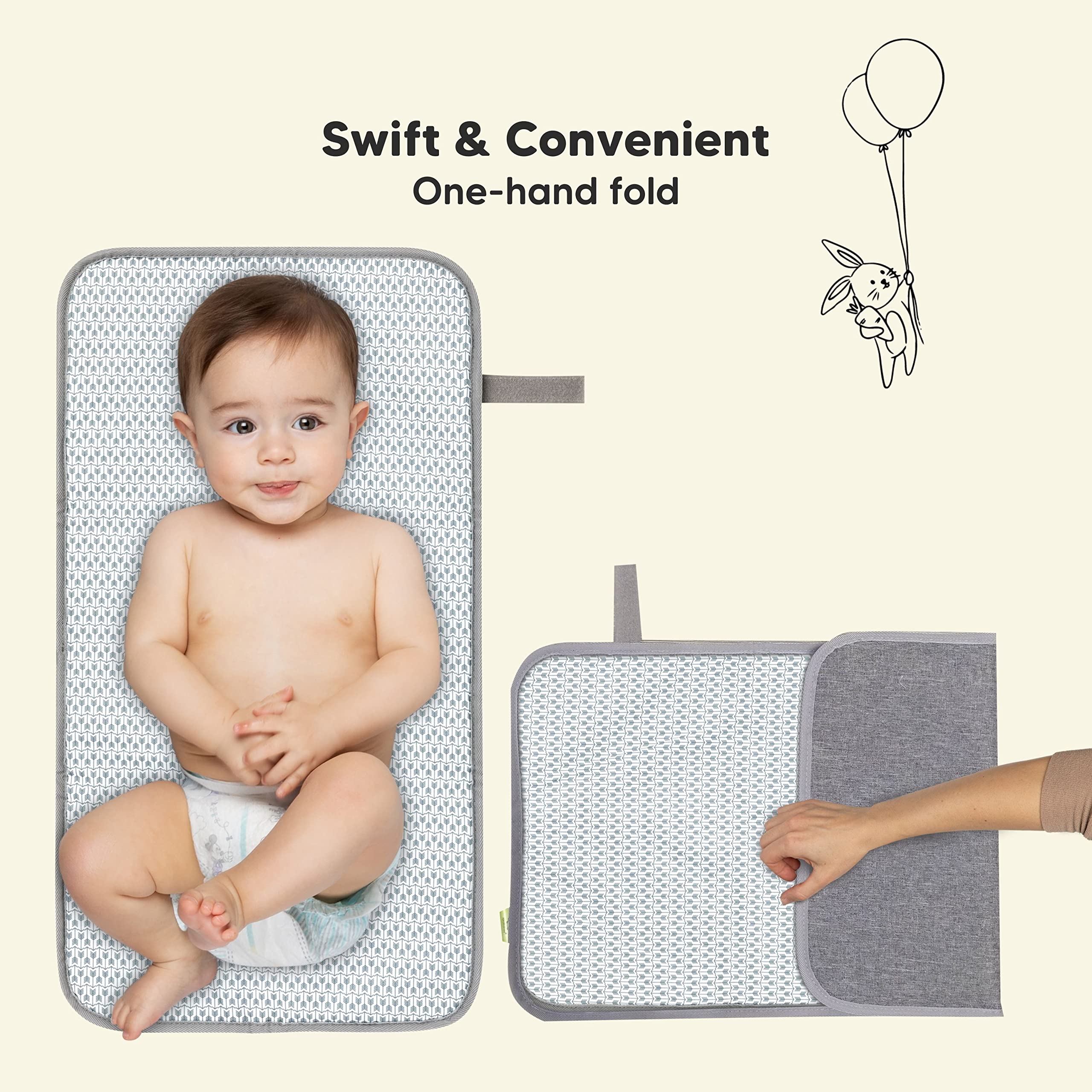 KeaBabies Waterproof Foldable Portable Diaper Changing Pad - Travel Baby Changing Mat for On-the-Go Parents - Perfect for Diaper Changes at Home, Park, Car & Airplane Travel