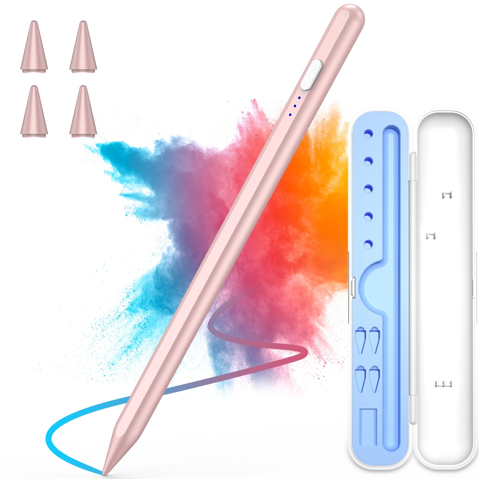 Premium Stylus Pen for iPad (2018-2024 Models) - Fast Charging Apple Pencil Alternative with Storage Case - Compatible with iPad Pro/Air/Mini 10th/9th/8th Gen - Perfect for Digital Art, Note Taking & Professional Work (Rose Gold)