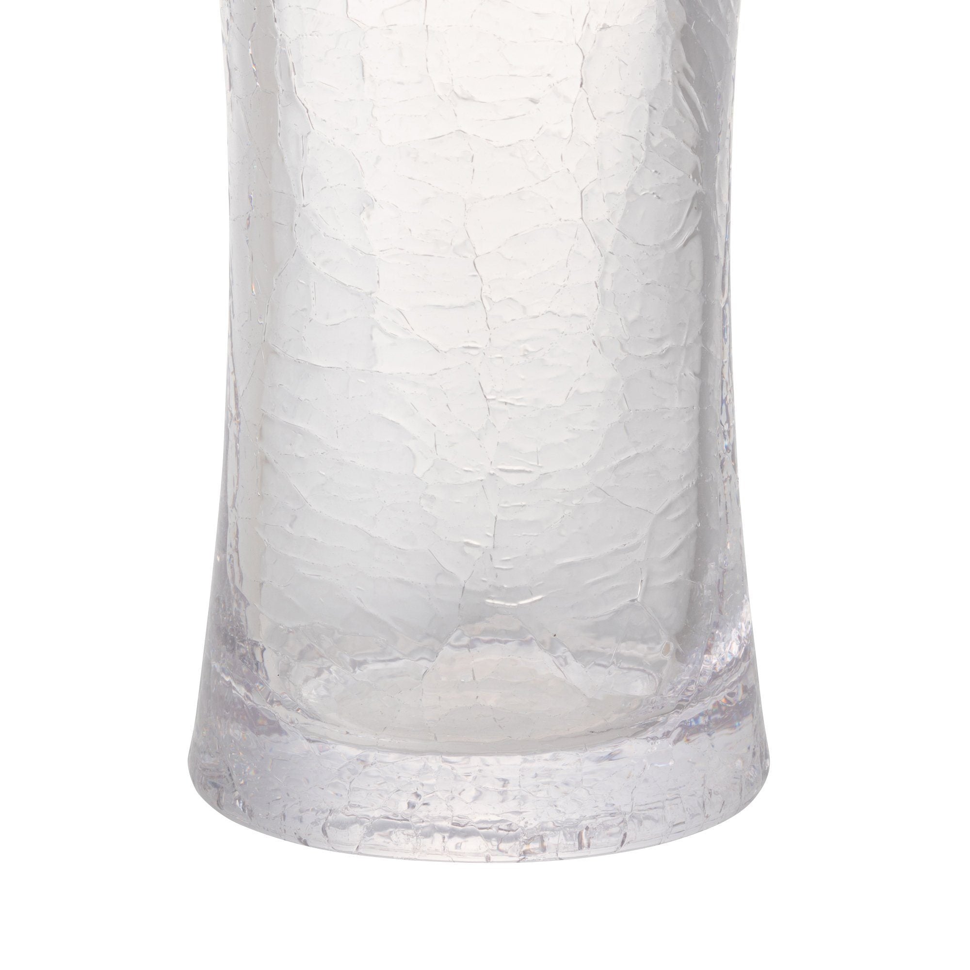 Clear Crackle Glass Flower Vase - Medium Size for Home Decor, Wedding Centerpieces & Tabletop Arrangements