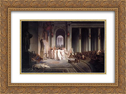 Jean Leon Gerome The Death of Caesar 24x18 Gold Ornate Framed Art Print - Double Matted Museum Quality Wall Decor for Living Room, Office & Gallery Display