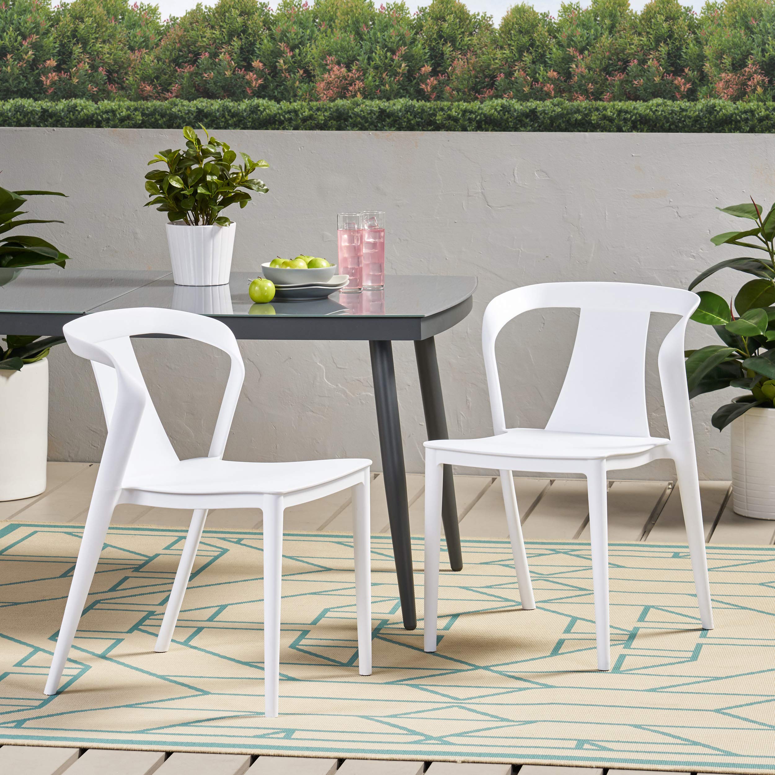 Christopher Knight Home Ianthe Outdoor Dining Chairs (Set of 2) - White Patio Furniture for Garden, Poolside, Backyard & Restaurant Use