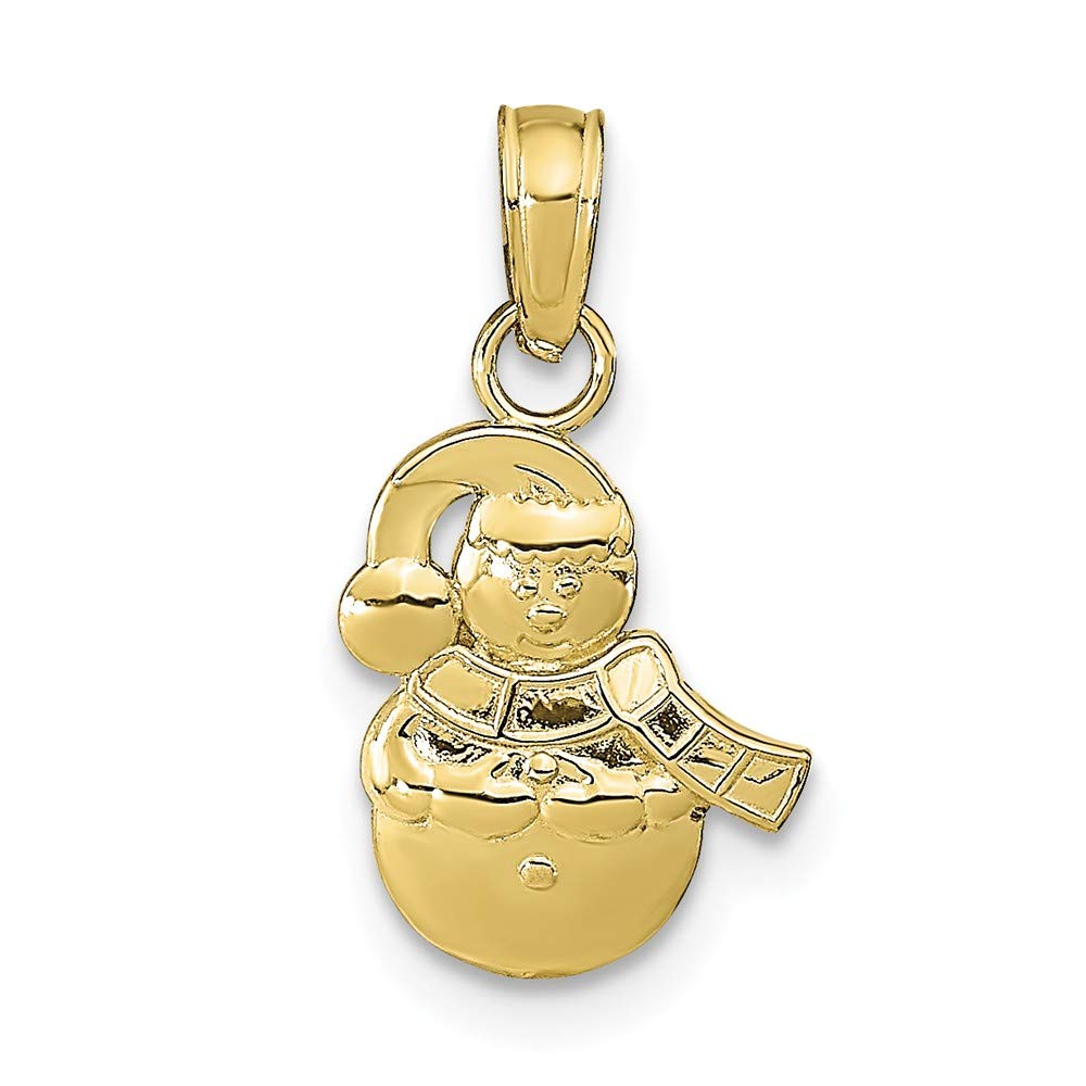 10K Yellow Gold Snowman Charm Necklace with 18