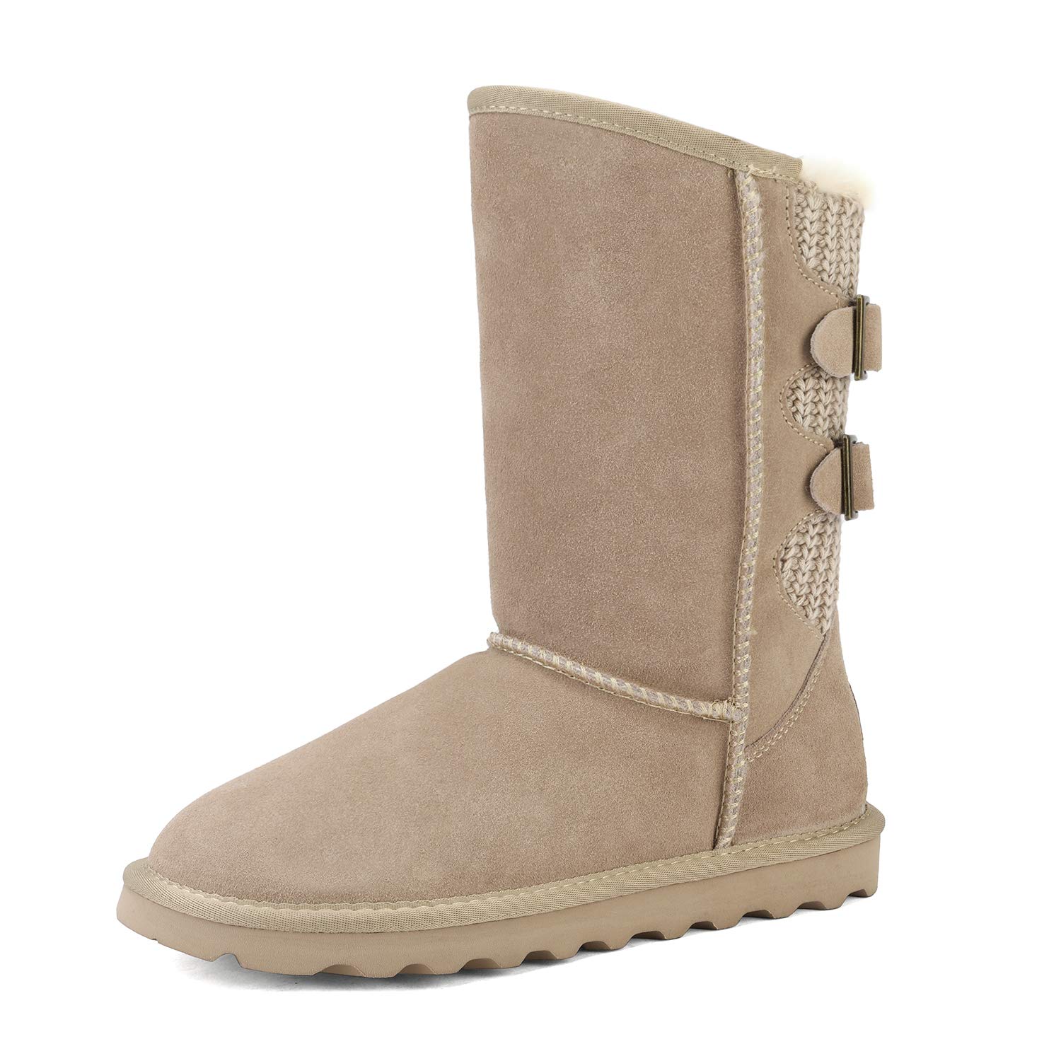 DREAM PAIRS Women's Winter Snow Boots - Mid Calf Fuzzy Lined Booties with Buckle Detail | Waterproof Cold Weather Boots for Snow, Ice & Outdoor Activities