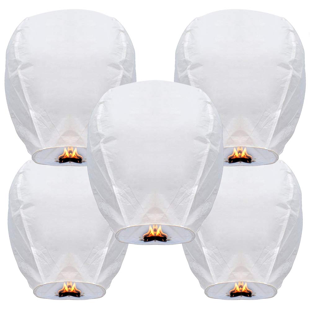 5 Pack Chinese & Japanese Sky Lanterns for Parties, Weddings, and Celebrations - Flyable Paper Lanterns for Outdoor Events and Memorials