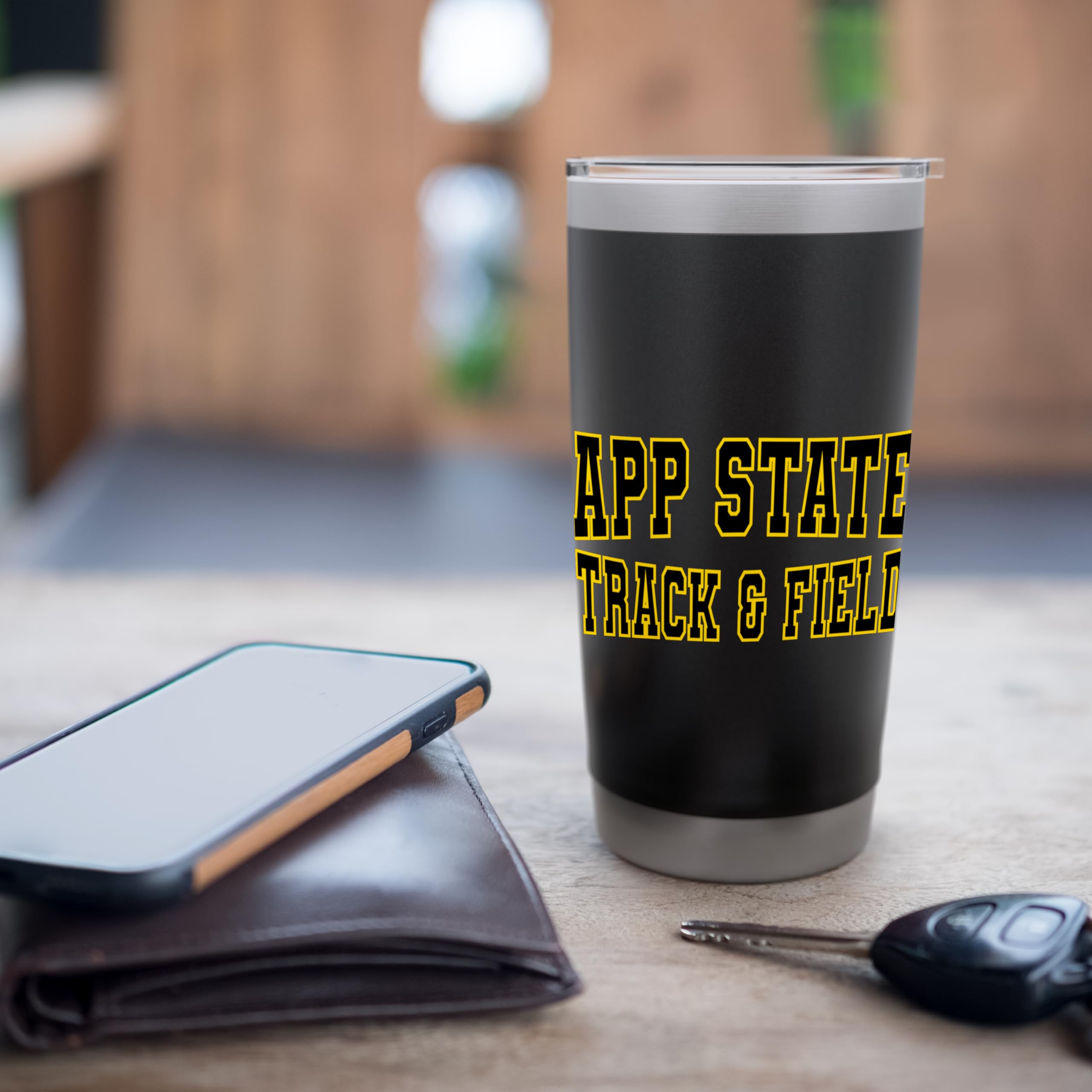 Appalachian State University Track & Field Stainless Steel Insulated Tumbler - 20oz Double-Wall Vacuum Insulated Cup for Hot & Cold Drinks - Perfect for Sports, Gym, Hiking and Outdoor Activities