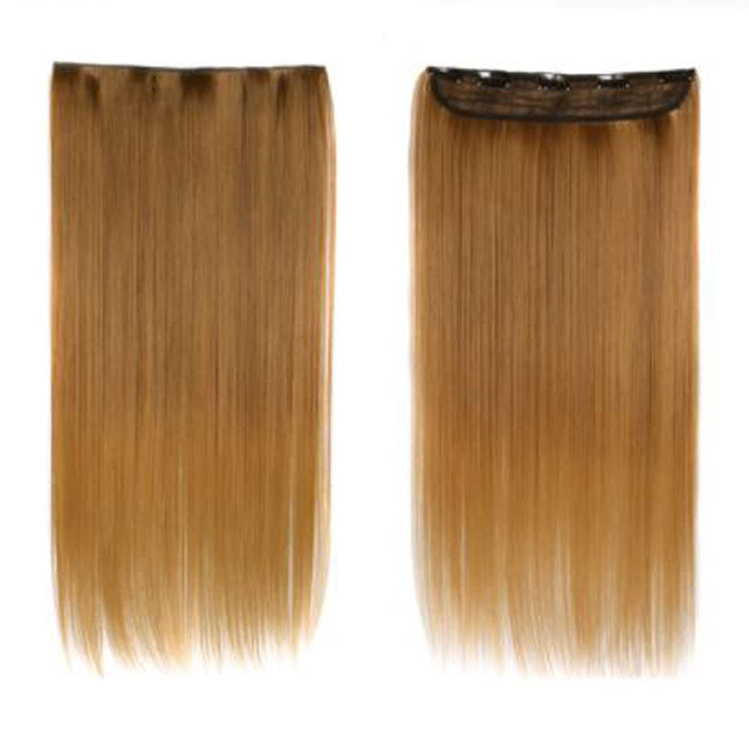 VSAKSH 24 Inch Synthetic Natural Brown Straight Hair Extensions with 5 Clips for Women & Girls - Honey Blonde | Clip-in Hair Extensions for Volume & Length | Perfect for Daily Wear, Parties & Special Occasions