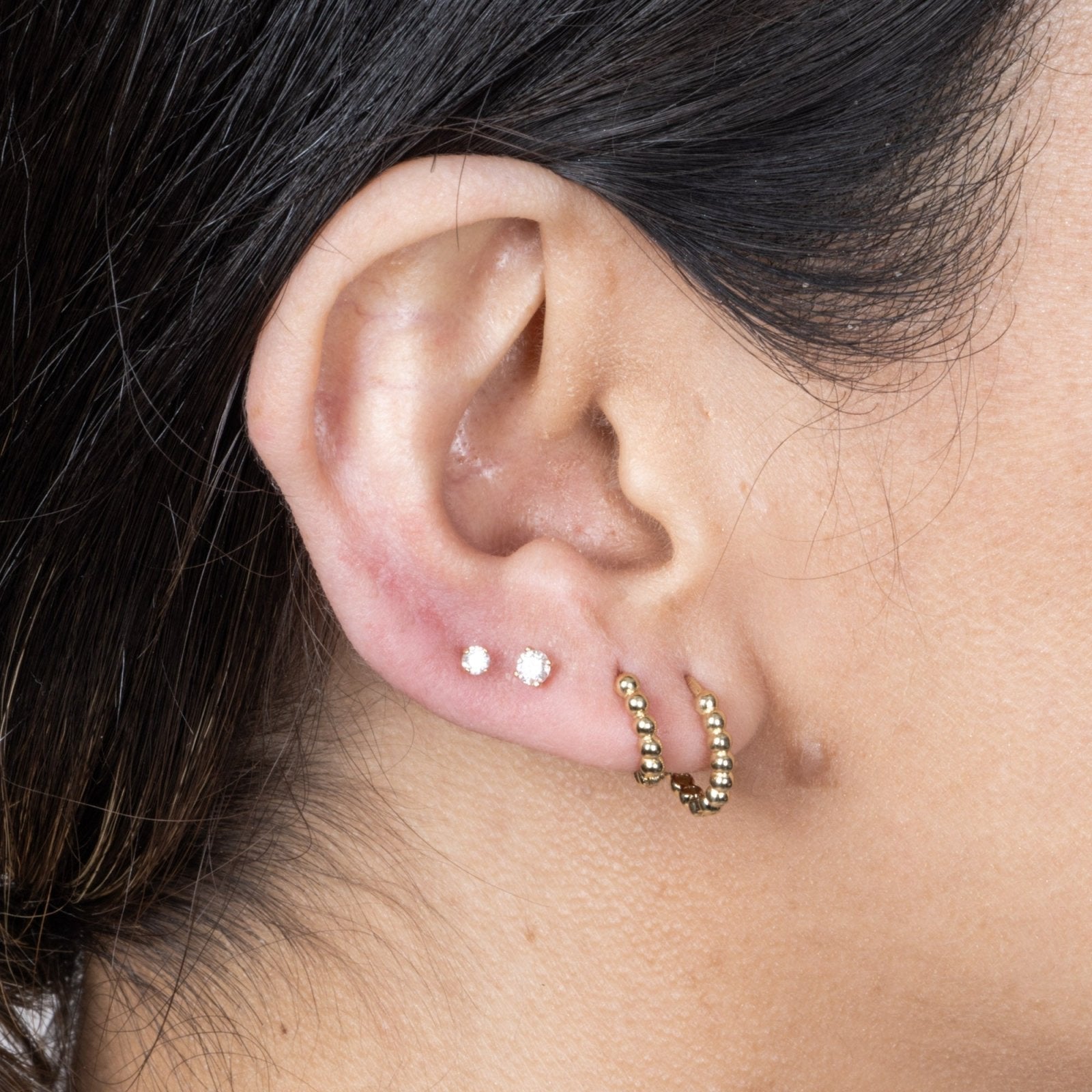 14K Rose Gold Diamond Flat Back Threaded Stud Earrings for Women - Perfect for Everyday Wear, Parties & Special Occasions