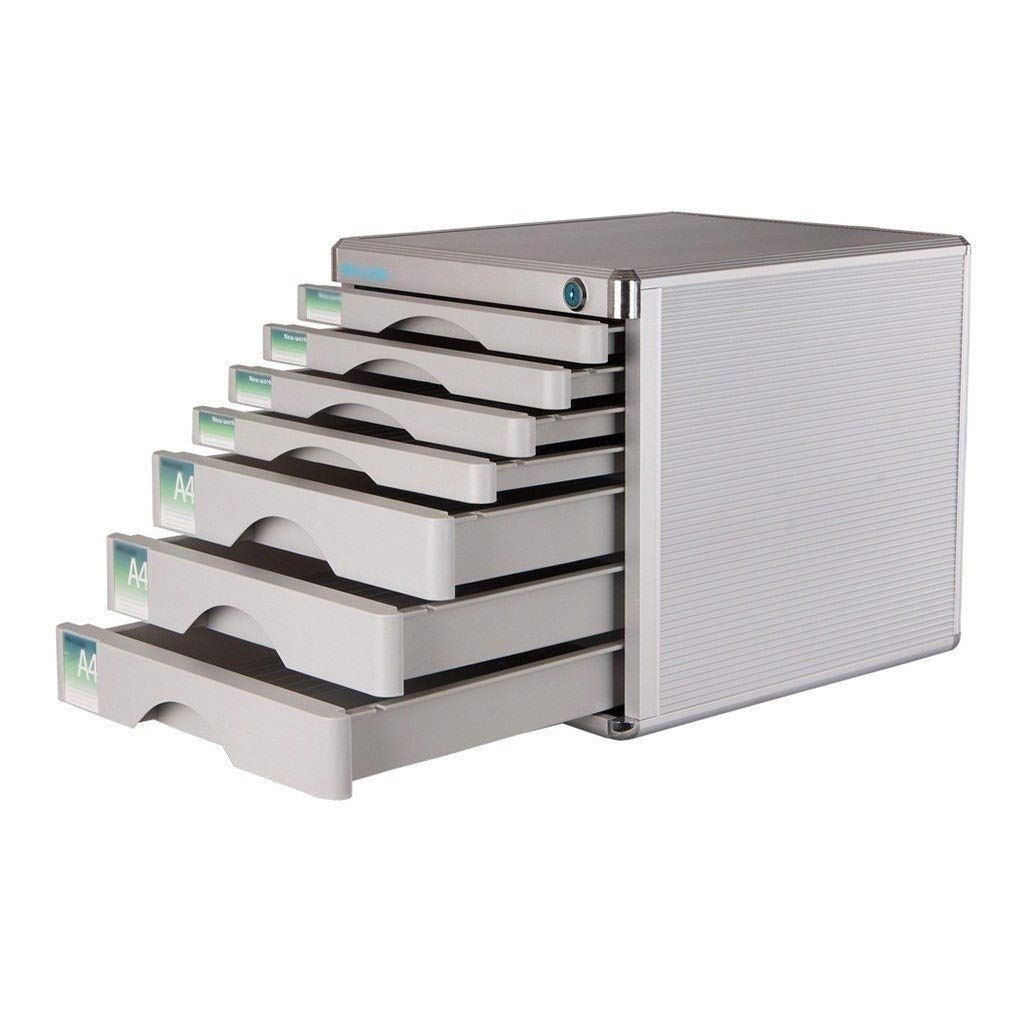 7-Layer Lockable Flat File Cabinet - Aluminum Alloy Office Storage Drawer for Home & Office Organization - Secure Document Storage for Files, Folders & Office Supplies (Silver) | Perfect for Home Offices, Small Businesses & Professional Workspaces