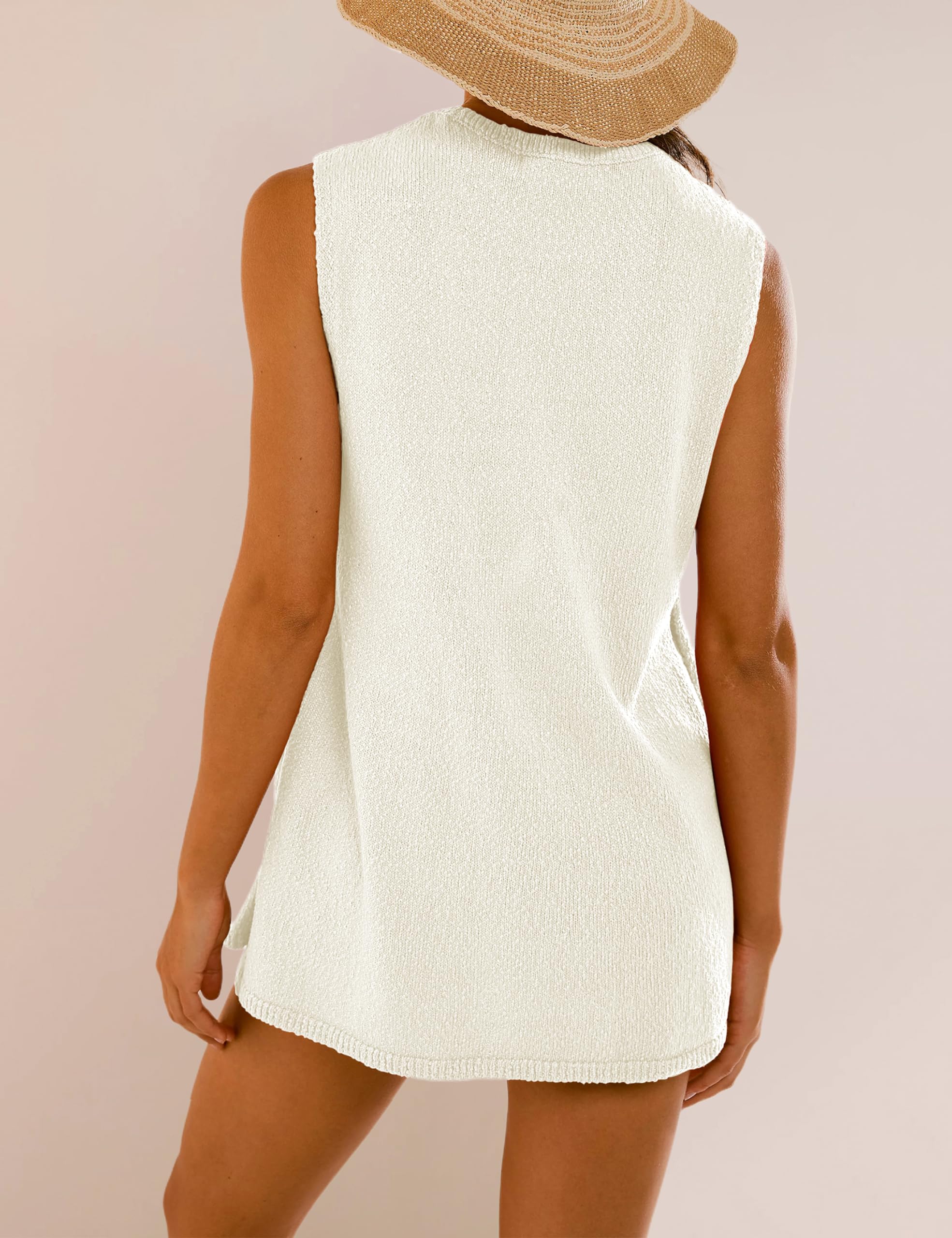 Women's Summer Knit Lounge Sets - 2 Piece Sweater Set with Tank Top & Shorts | Matching Beach Vacation Outfits | Comfy Homewear & Casual Street Style