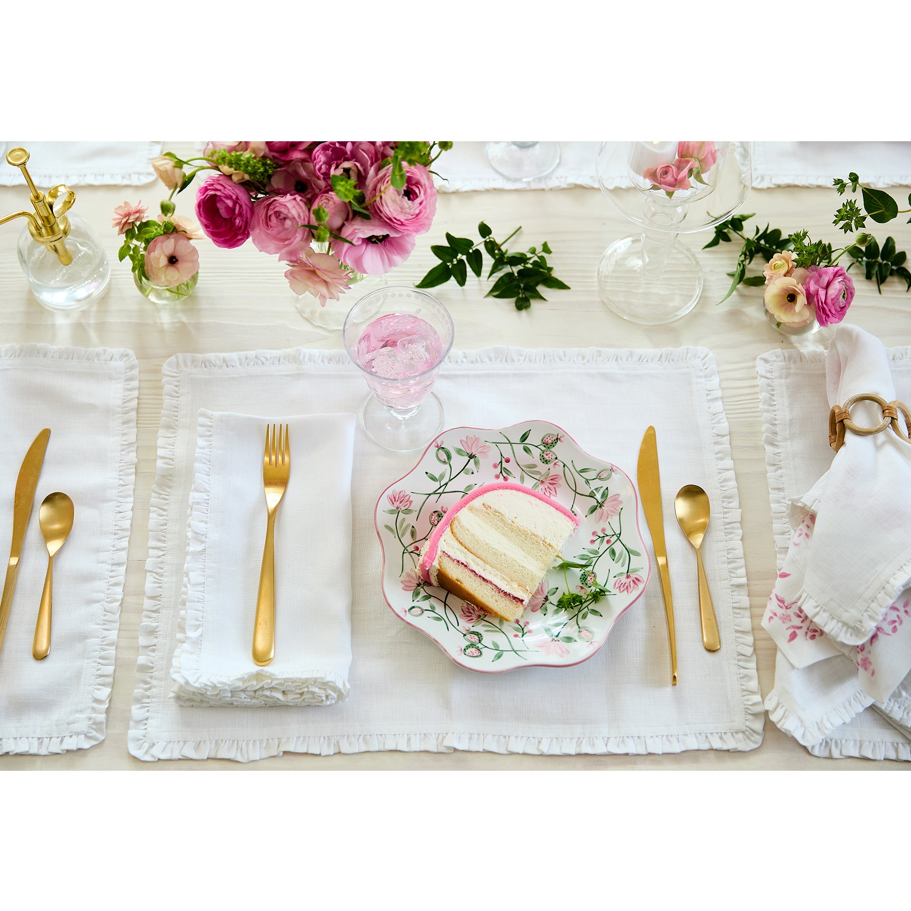 Juliette Ruffle Placemats Set of 4 - Elegant Table Decor for Dining Room, Kitchen, and Party Settings