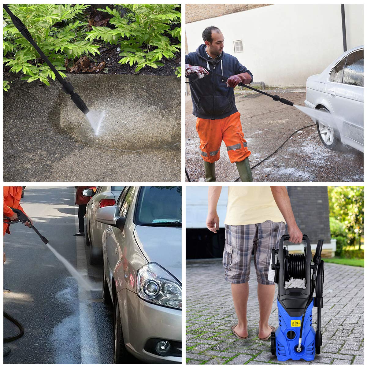 Happygrill 2030PSI Electric Pressure Washer - 1.6GPM High Power Pressure Sprayer with 16.5ft Hose, Wash Brush & Soap Bottle - 1800W Heavy Duty Cleaner for Driveway, Deck, Patio, Car Washing & Outdoor Cleaning