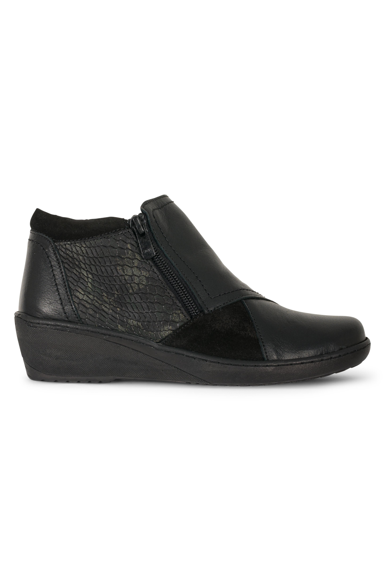 Orthotic Friendly Ankle Boots for Women - Black Combo Style 0462 B1 | Comfortable Supportive Boots for Walking, Work & Everyday Wear