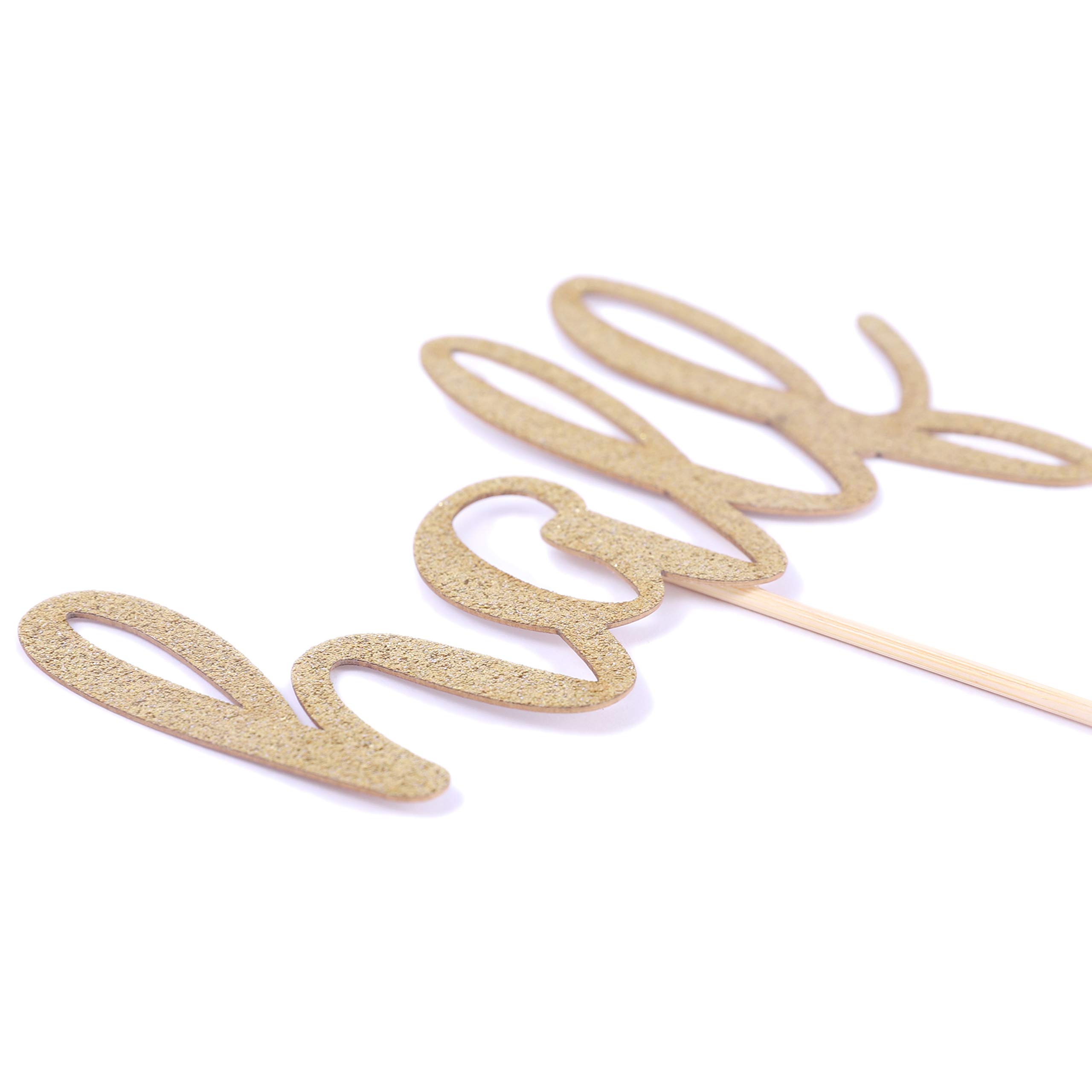 WAOUH Golden Glitter Half Cake Topper (1/2) - Personalized Birthday Cake Decoration, Party Photo Booth Prop - Perfect for Half Birthday Celebrations, Gender Reveals & Anniversary Cakes