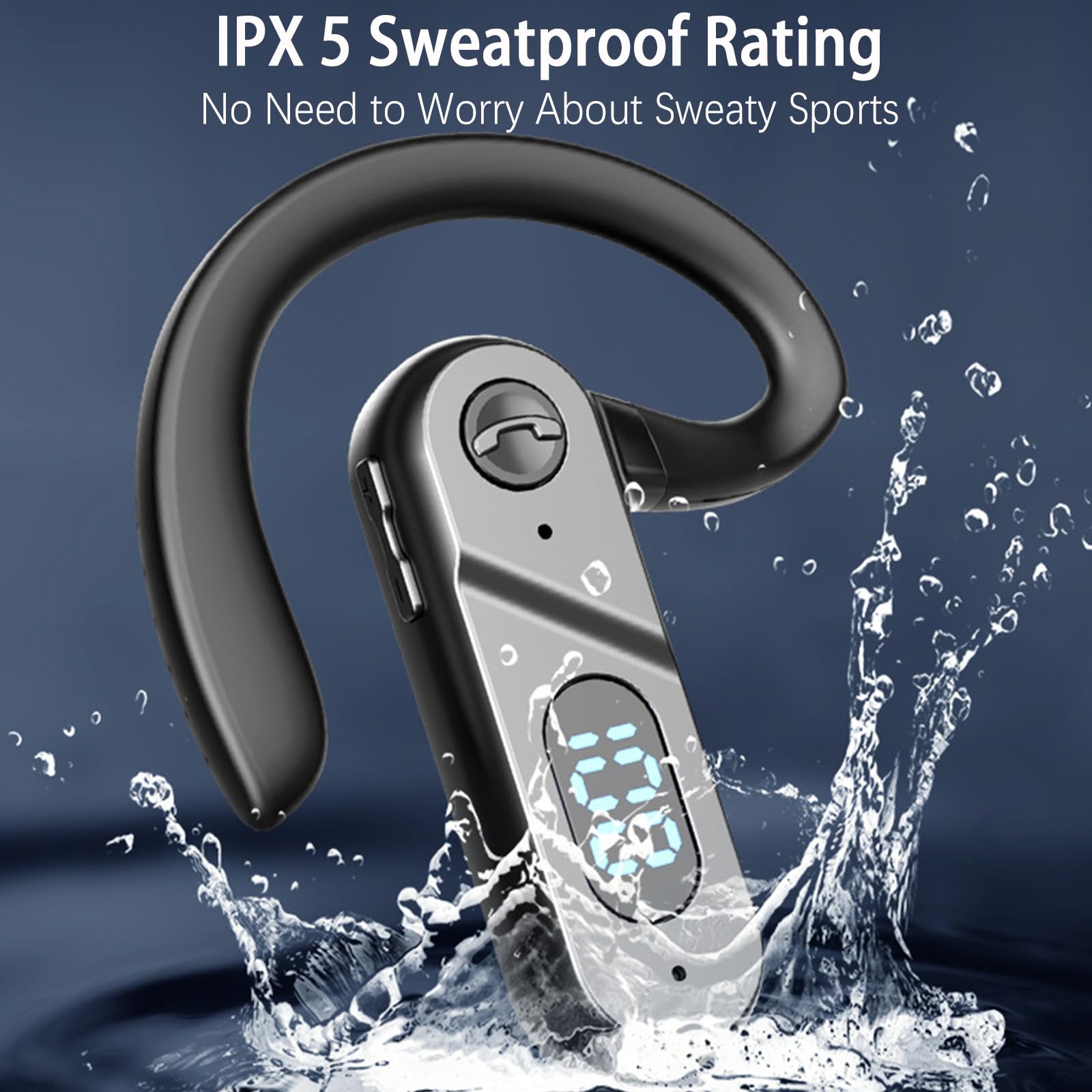 Wireless Bluetooth Headphones V5.2 - Bone Conduction On-Ear Headset with Microphone, IPX5 Waterproof, Single Ear Design for Business Calls, Sports, Driving & Outdoor Activities | Hands-Free for Workouts, Commuting & Office Use