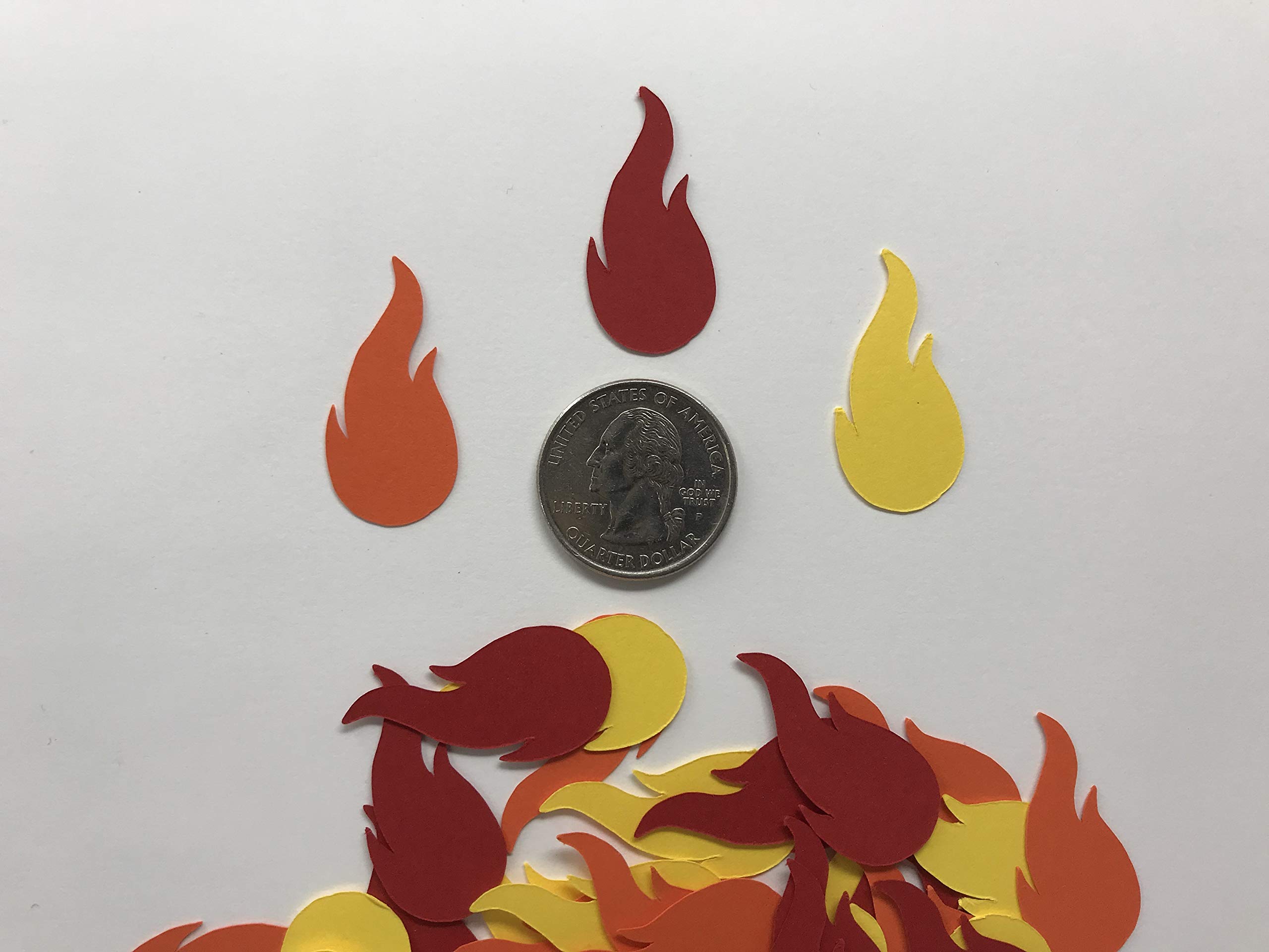 Red, Orange, Yellow Flame Confetti - 300pcs Fire-Themed Party Decorations for Fireman Birthday, Halloween & Themed Events - Perfect for Cake Toppers, Table Scatters & Photo Backdrops