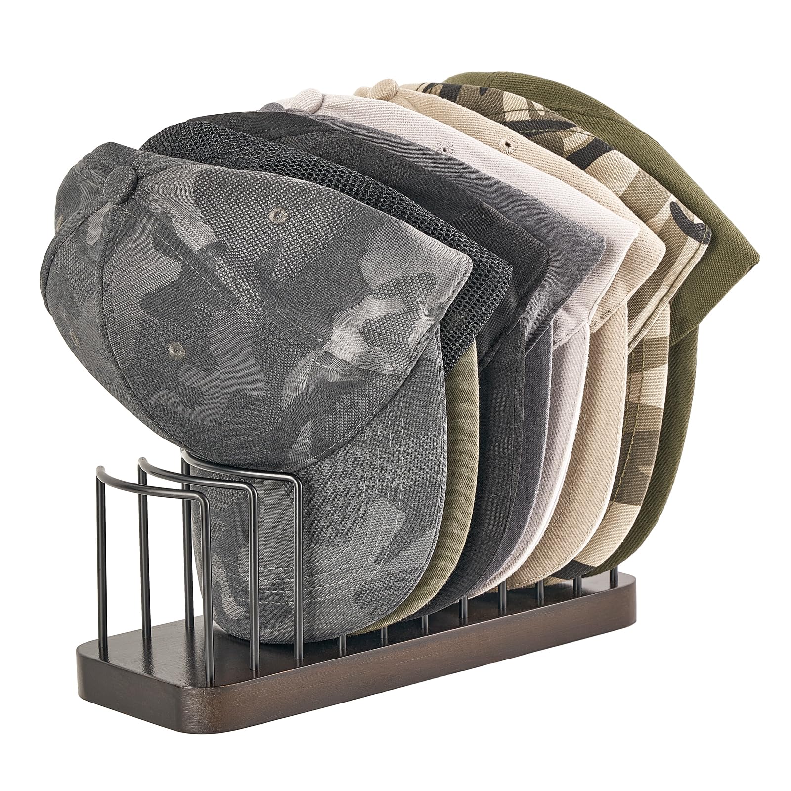 Mkono Baseball Cap Organizer - Set of 1 Hat Holder for 10 Baseball Caps, Tabletop Hat Rack Stand for Storage & Display - Perfect for Desk, Closet, Shelf, Dresser & Home Organization (Hat Storage Solution for Sports Fans & Collectors)