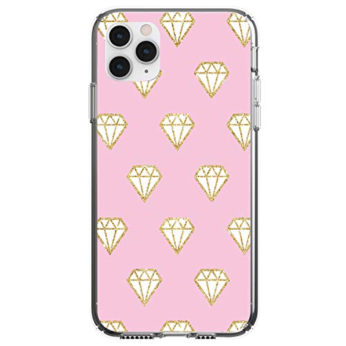 Pink & Gold Print - Diamond Pattern On Clear Case