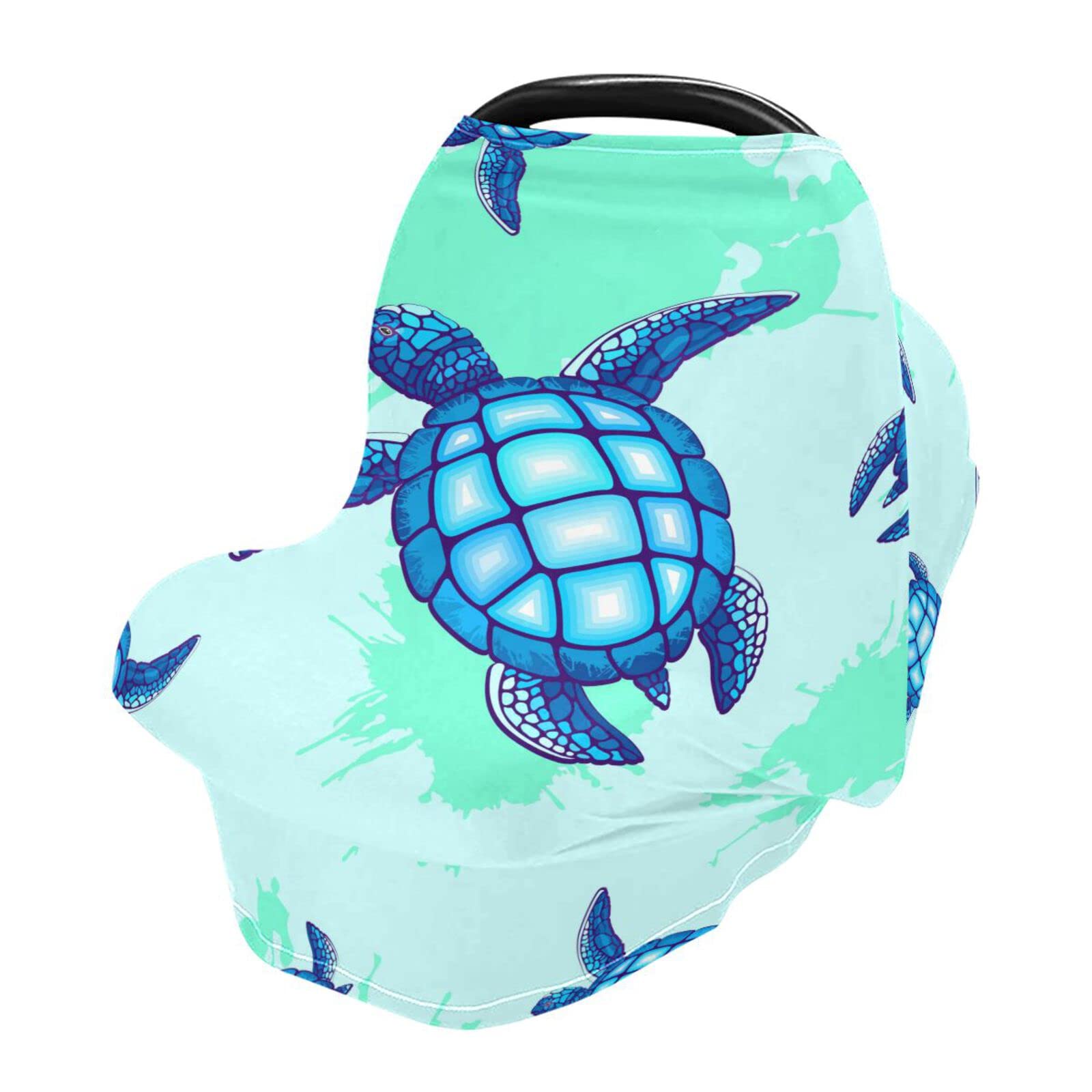 Premium Nursing Cover & Breastfeeding Scarf - Soft Breathable Baby Car Seat Canopy & Stroller Cover in Sea Turtle Blue Ocean Design for Boys & Girls | Ideal for Nursing, Shopping, Travel & Outdoor Activities
