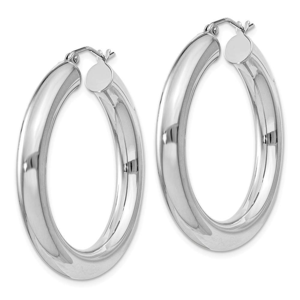 925 Sterling Silver 5mm Round Hoop Earrings - 37mm x 35mm | Hypoallergenic Lightweight Everyday Jewelry for Women | Perfect for Work, Date Night & Gifts