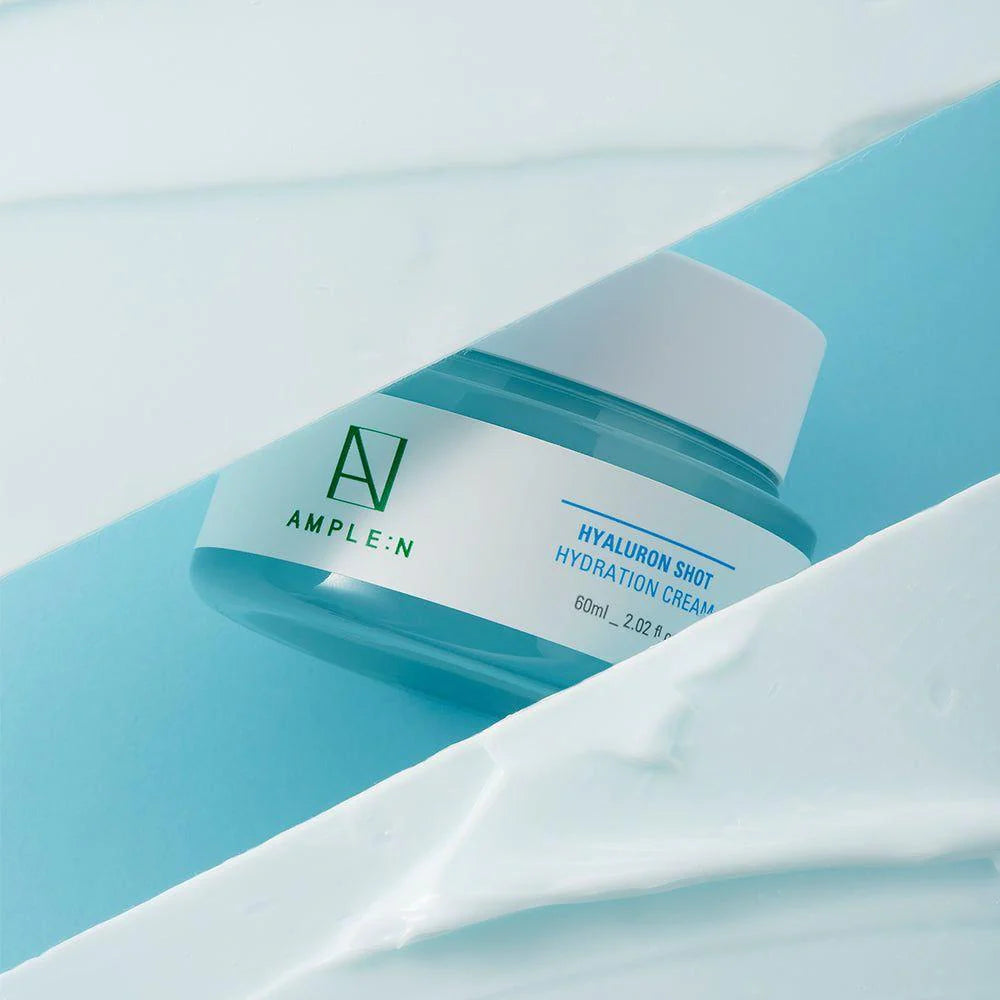 AMPLE:N Hyaluron Shot Hydration Cream 60ml - Intense Moisturizing Face Cream with Hyaluronic Acid for Dry Skin - Day & Night Hydrating Skincare for Women & Men