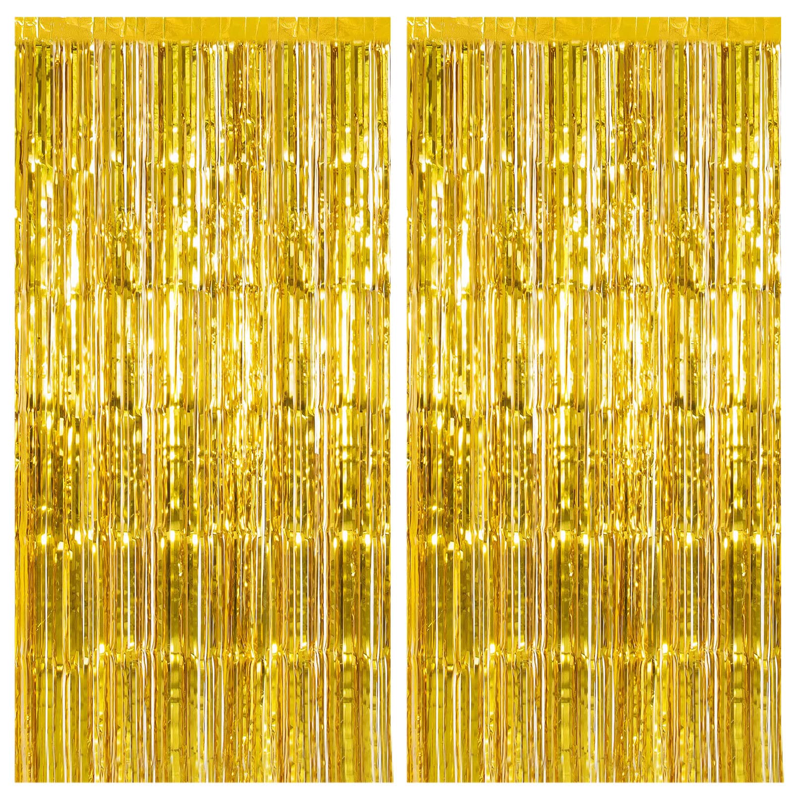 2 Pack Gold Foil Curtain Backdrop - Birthday Party Decorations, Bachelorette, Christmas, Halloween, New Year's Eve - Photo Booth Props, Dance Party & Event Decor - Perfect for Weddings, Baby Showers & Celebrations