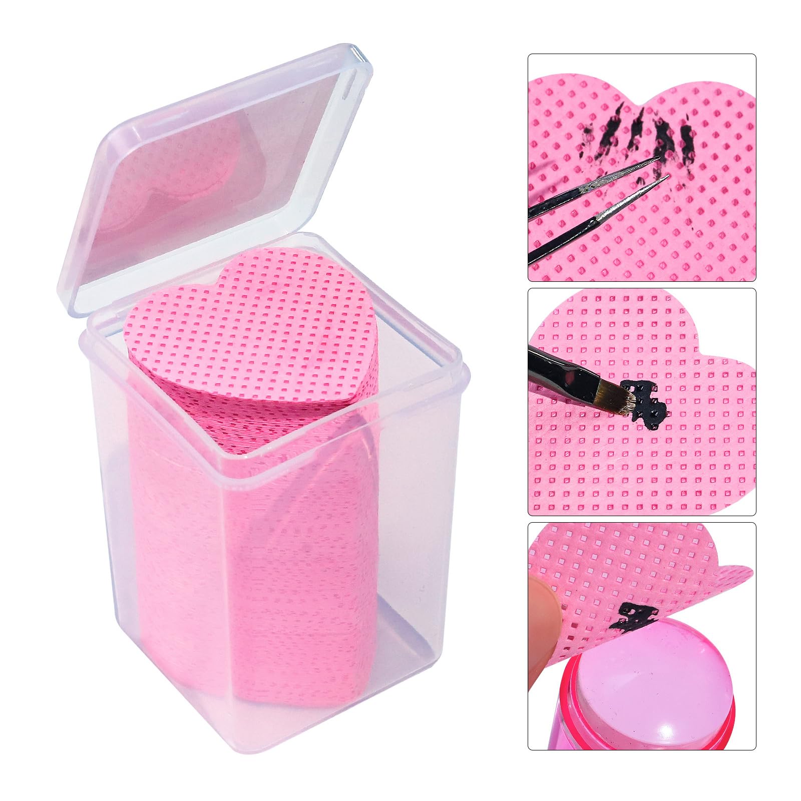 1000pcs Lint-Free Nail Polish Remover Wipes with Dispenser Bottle - Heart Shaped Cotton Pads Includes Nail File & Dotting Tool for Manicure & Nail Art (Pink) - Perfect for Salon, Home Use & Travel Nail Care Kit