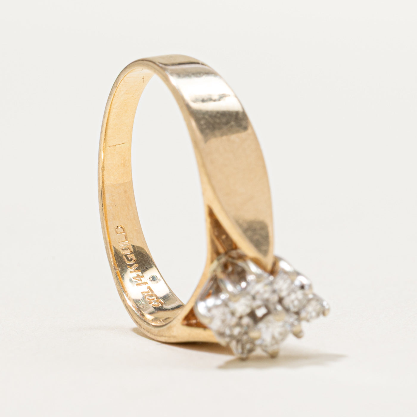 0.33ctw Diamond Cluster Reverse Tapered Ring - Size 7.5 - Elegant Wedding Band, Anniversary Gift for Her, Perfect for Engagement & Special Occasions