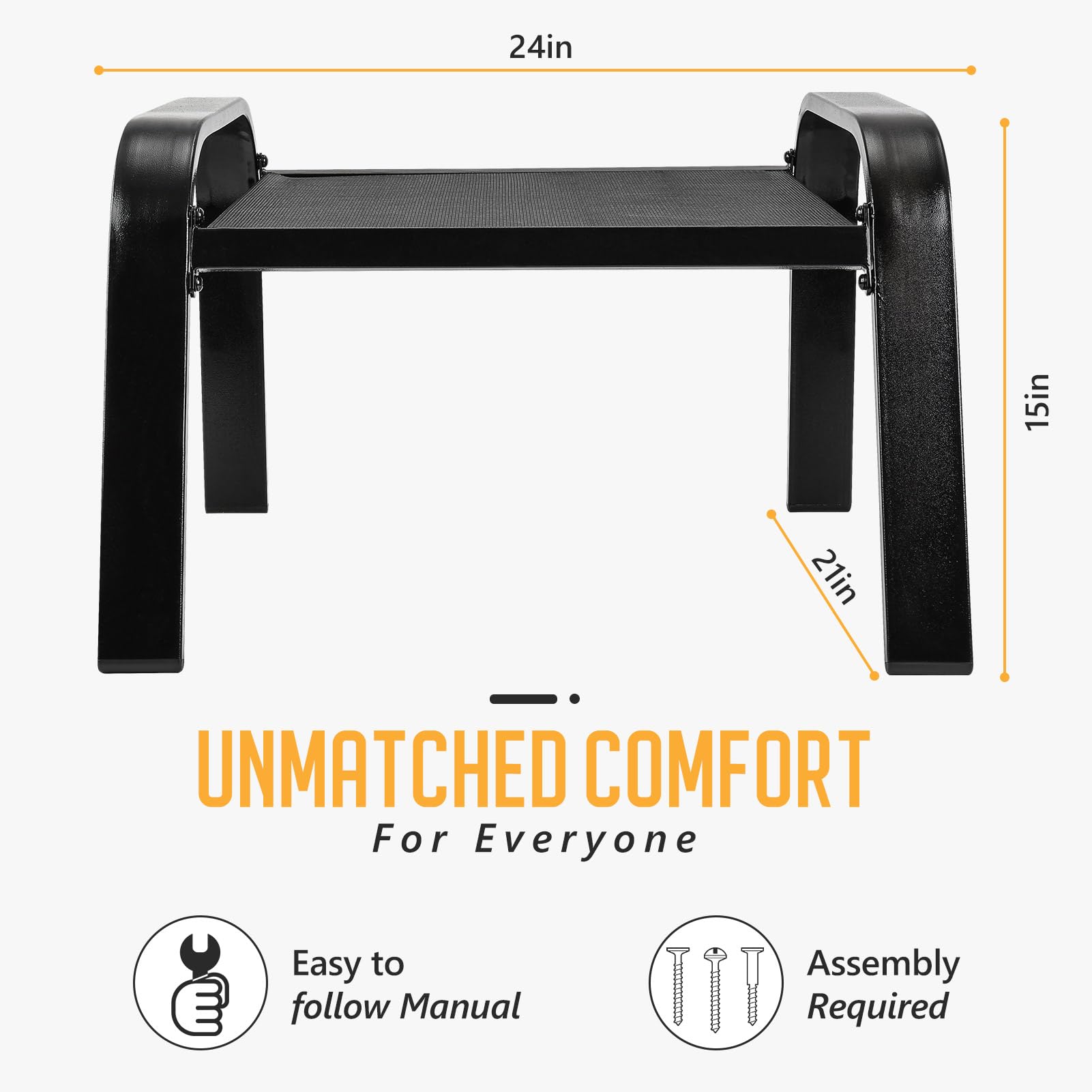 All-Weather Outdoor Patio Ottoman 2-Piece Set - Durable Garden Footrest & Coffee Table for Backyard, Porch, Deck - Perfect for Relaxing in Black