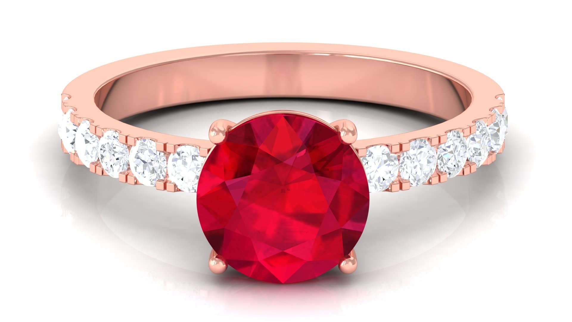 3.5 CT Lab-Created Ruby & Moissanite Ring in 14K Solid Gold - 8mm Solitaire, Certified for Authenticity | Perfect for Engagement, Wedding, Anniversary & Special Occasions