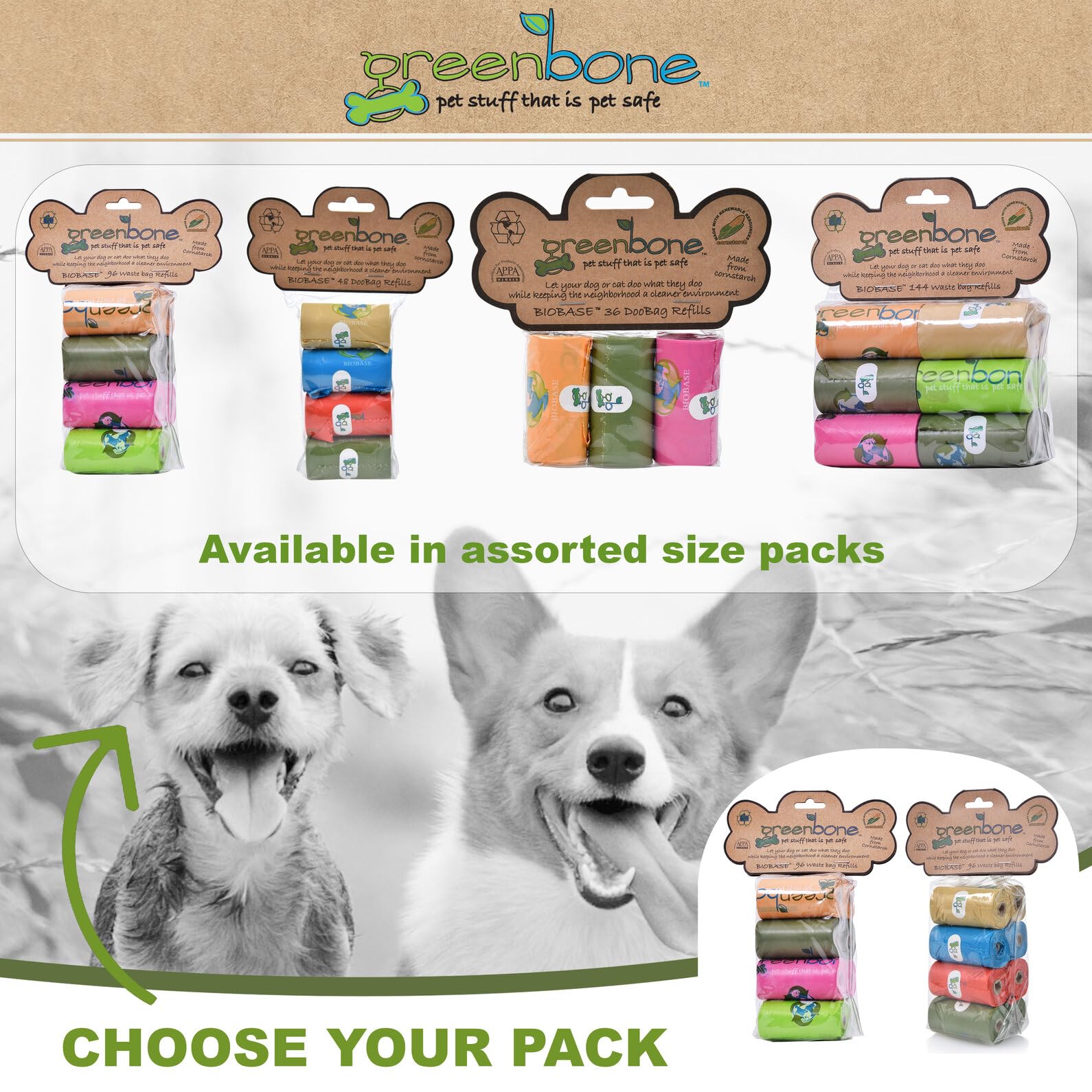 BioBase Pet Waste Bags - 8 Rolls, 96 Bags - 13x9 Inch Dog Poop Bags for Easy Cleanup on Walks, Park Visits & Backyard Cleanup