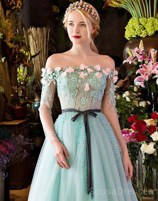 Elegant Green Off Shoulder Lace Beaded Evening Prom Dress | Custom Sweet 16 Dresses for Women | Perfect for Prom Night, Homecoming, Quinceañera & Formal Events | Style 18484