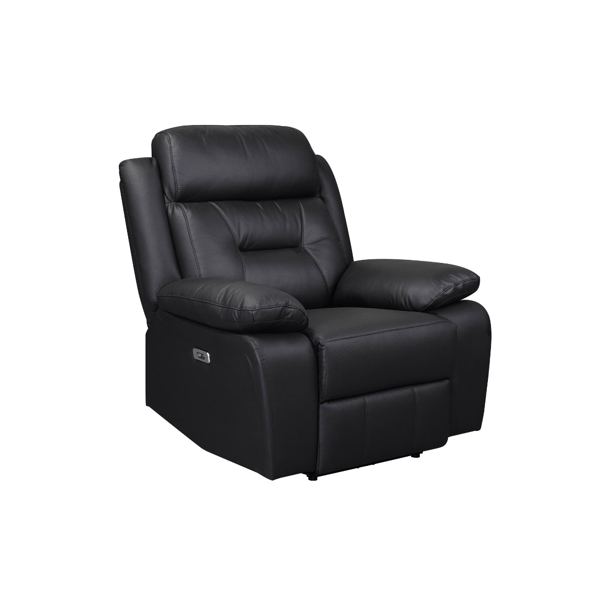 Premium Black Leather Power Recliner with USB Charging Ports - Modern Electric Massage Chair for Living Room, Home Theater & Office Relaxation
