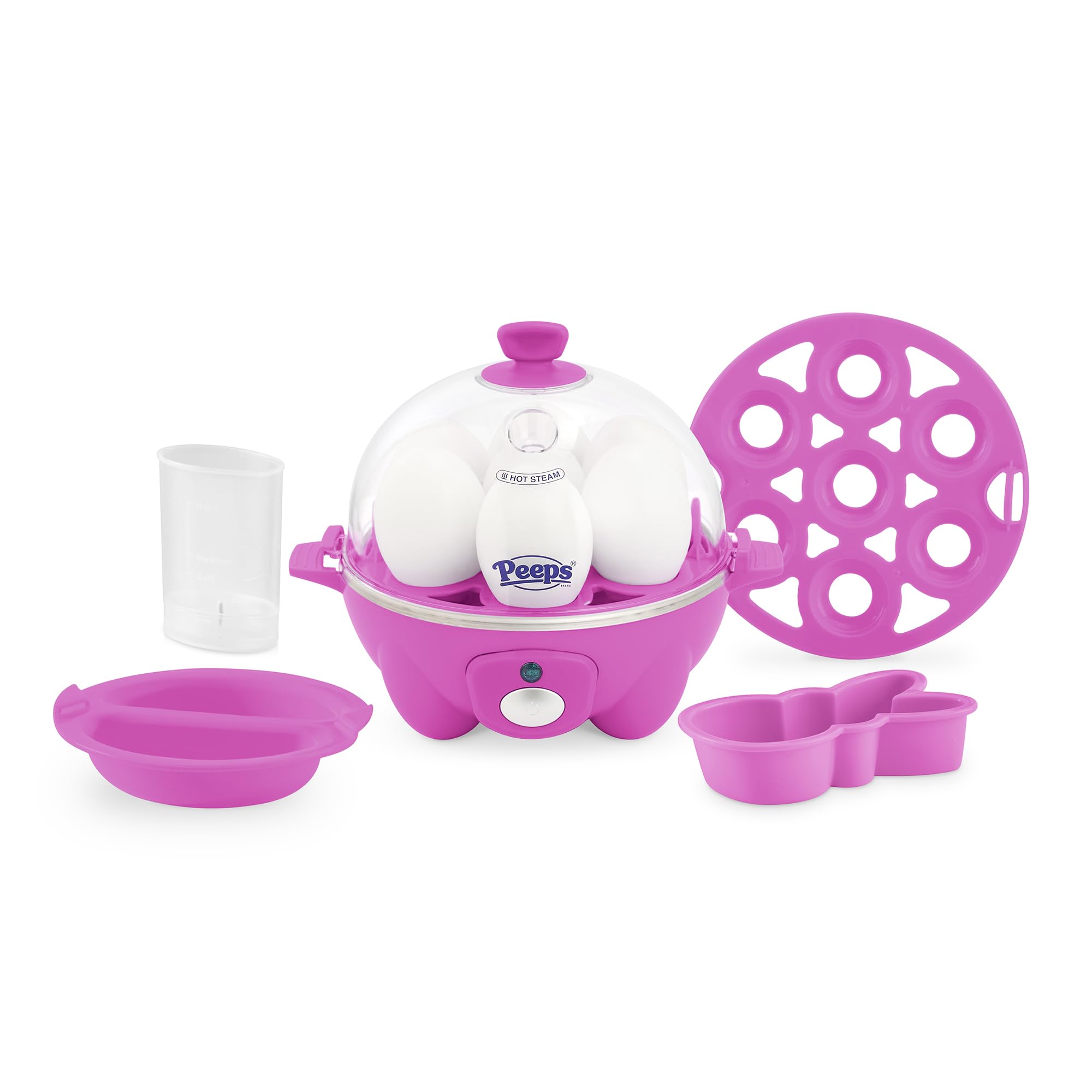 PEEPS x Dash Bunny Rapid Egg Cooker: 7-Capacity Electric Egg Cooker for Hard Boiled, Poached, Scrambled Eggs & Omelets with Auto Shut Off - Perfect for Breakfast, Meal Prep & Keto Diet - Pink
