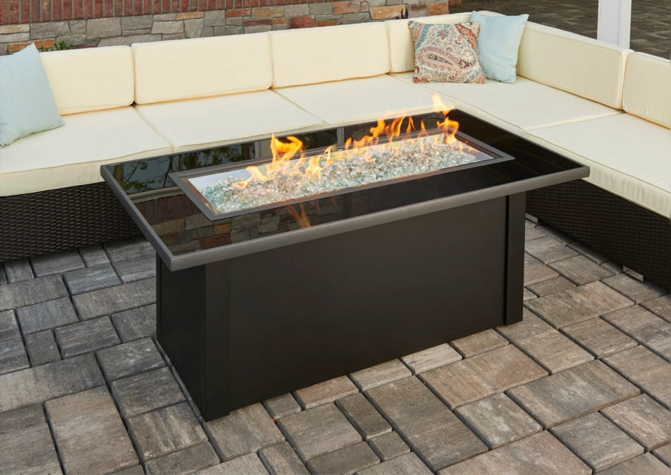 Monte Carlo Linear Gas Fire Pit Table - Outdoor Patio Heater with Modern Design for Backyard, Deck, and Garden Gatherings