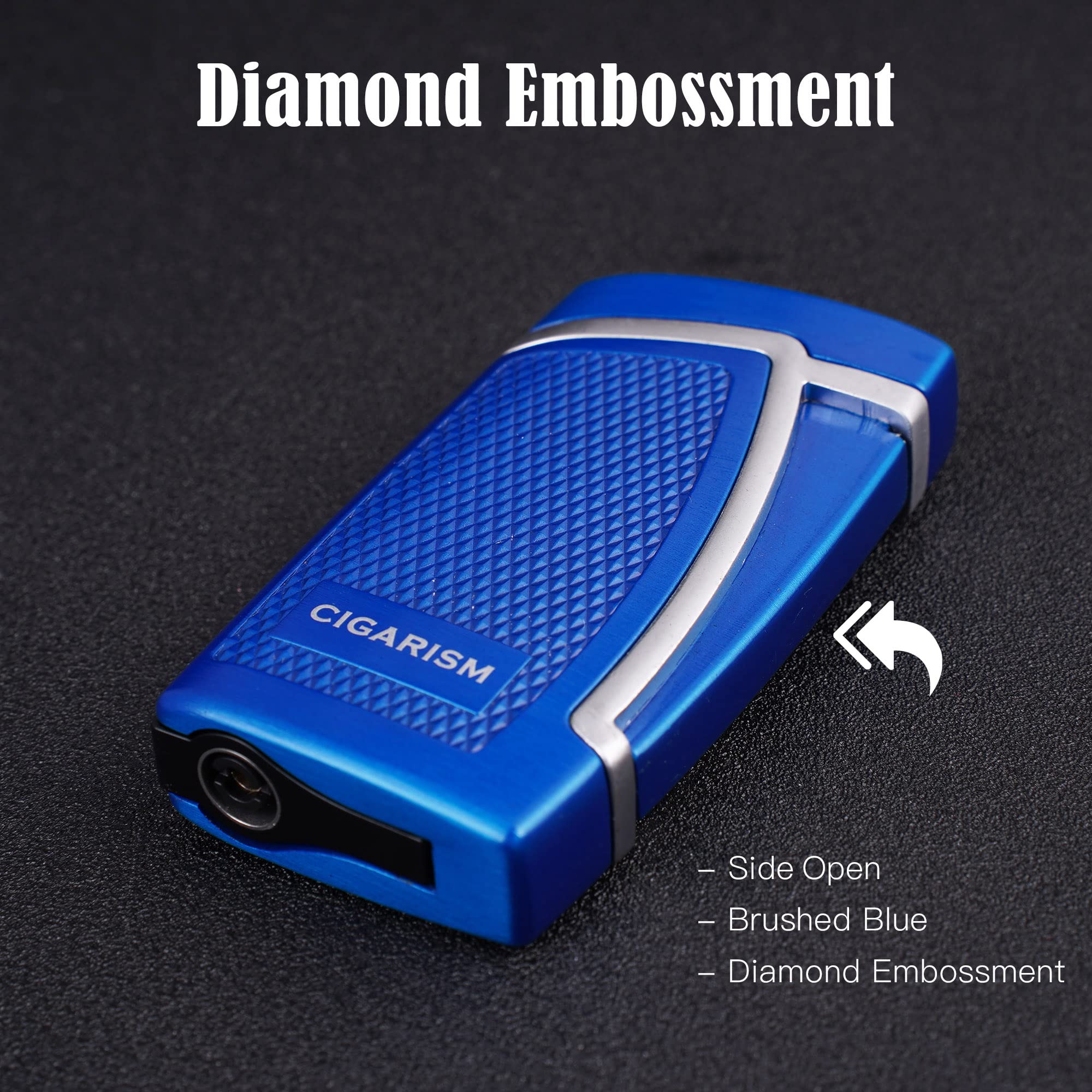 Jet Flame Cigar Lighter with Punch - Double Torch Windproof Butane Lighter (Blue) | Perfect for Cigars, Cigarettes & Outdoor Use