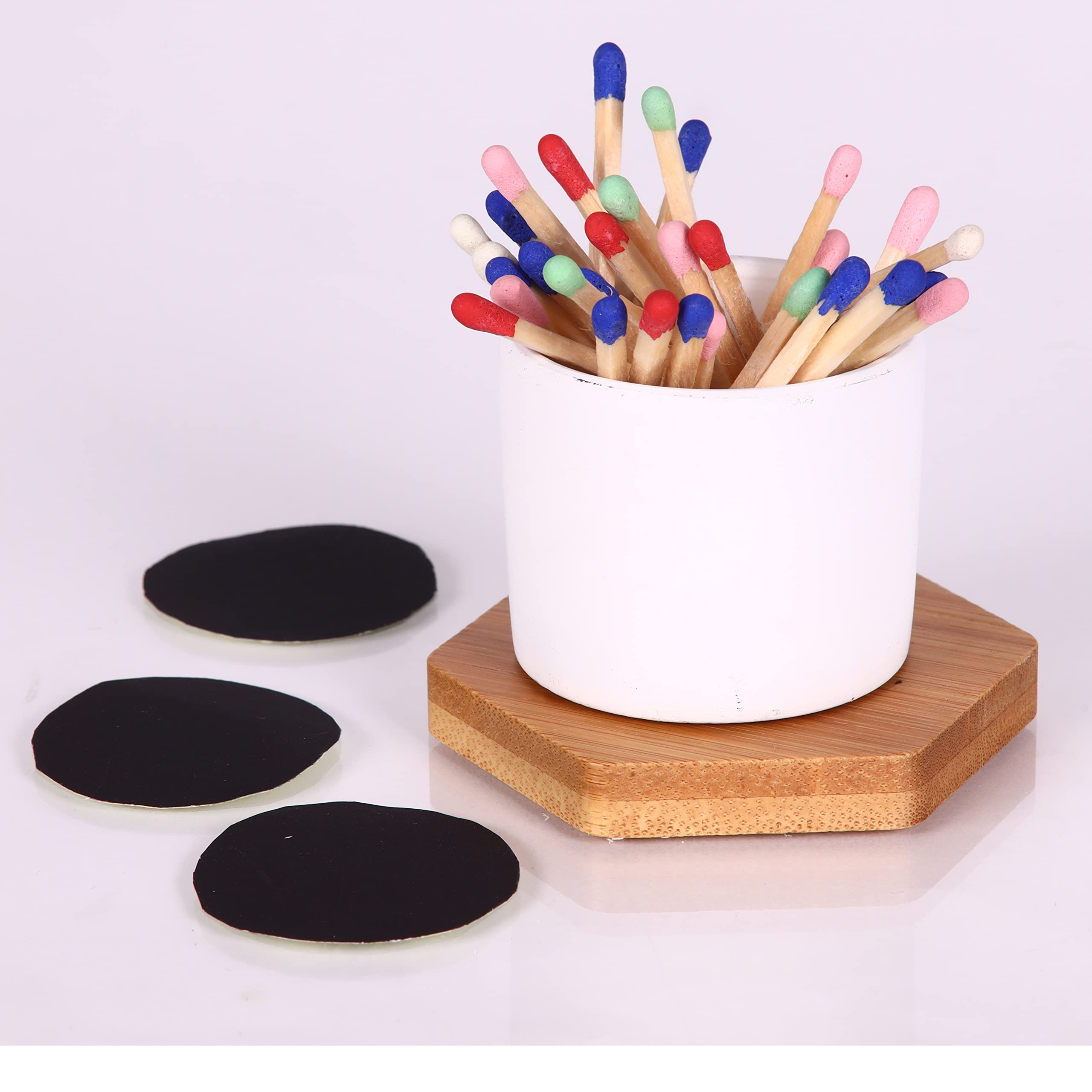 Vintage Ceramic Match Striker Jar - Decorative Match Holder with Built-in Striker for Candles, Fireplace & Bathroom Decor - Matches Not Included - Perfect for Home, Kitchen & Outdoor Use