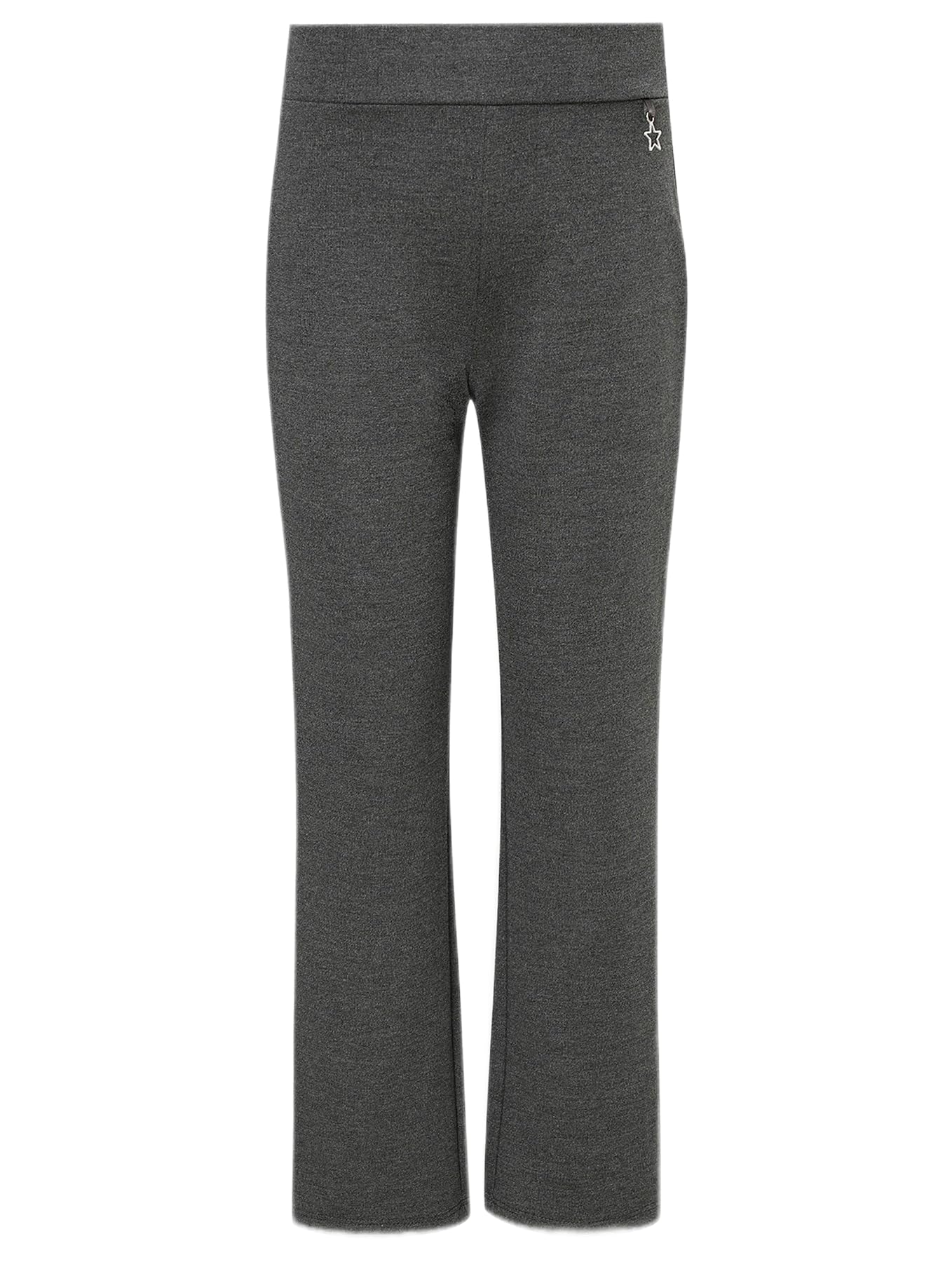 Girls Jersey Pull Up School Pants - Comfortable Uniform Trousers with Heart Pendant for Ages 3-16 Years - Perfect for School, Playdates & Everyday Wear