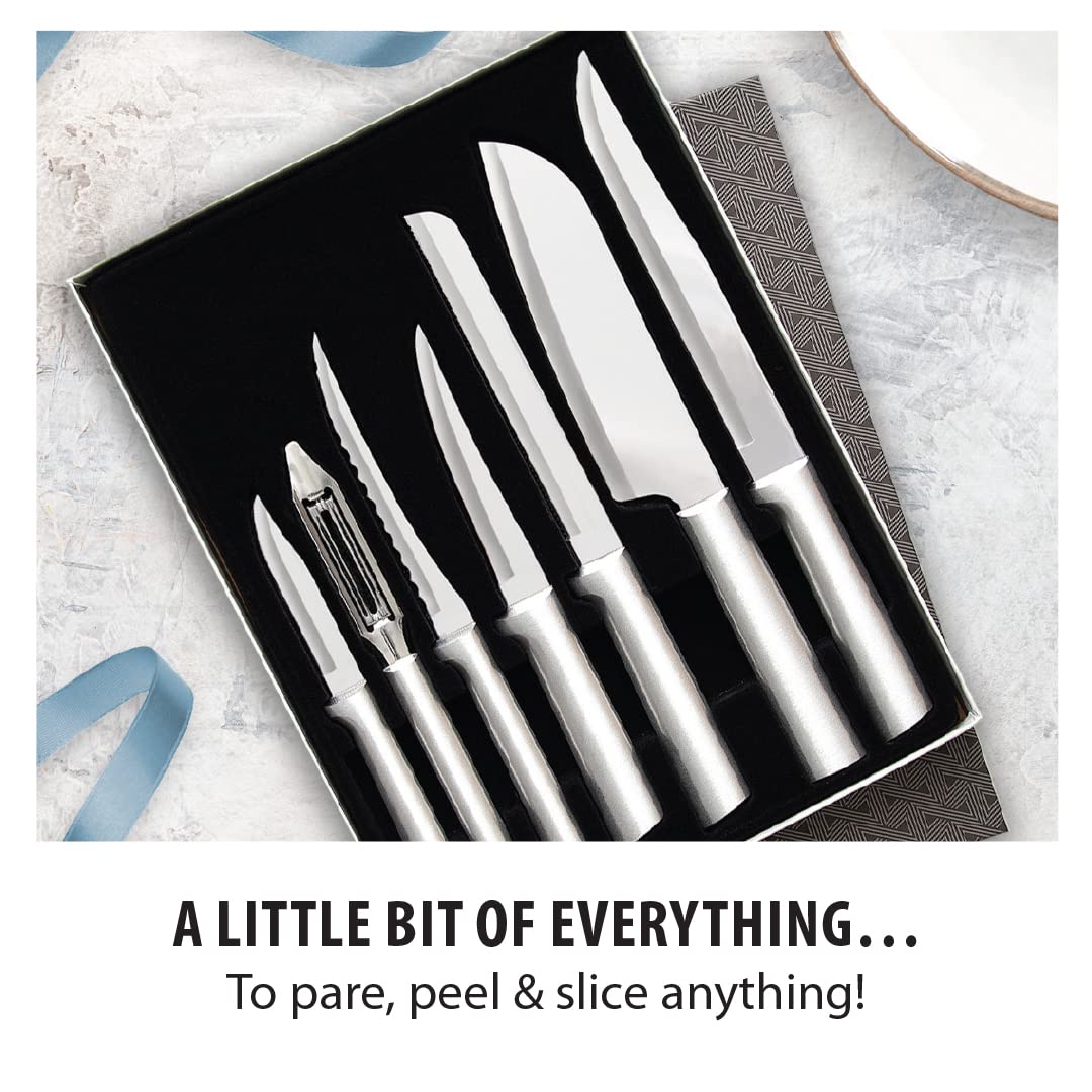 Premium Rada Cutlery 7-Piece Knife Set with Silver Handles - 2 Pack Starter Kitchen Knife Collection - Perfect for Home Cooking, Wedding Gifts & Culinary Enthusiasts